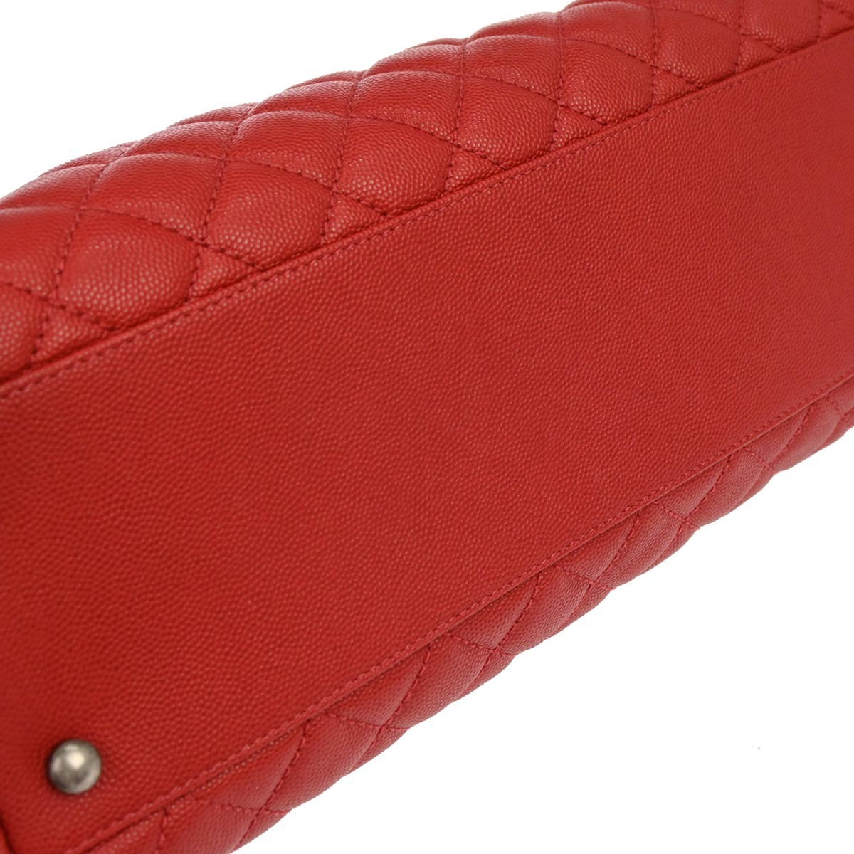Chanel Coco Top Handle Bag Quilted Caviar Red Leather Handbag (Pre-Owned)