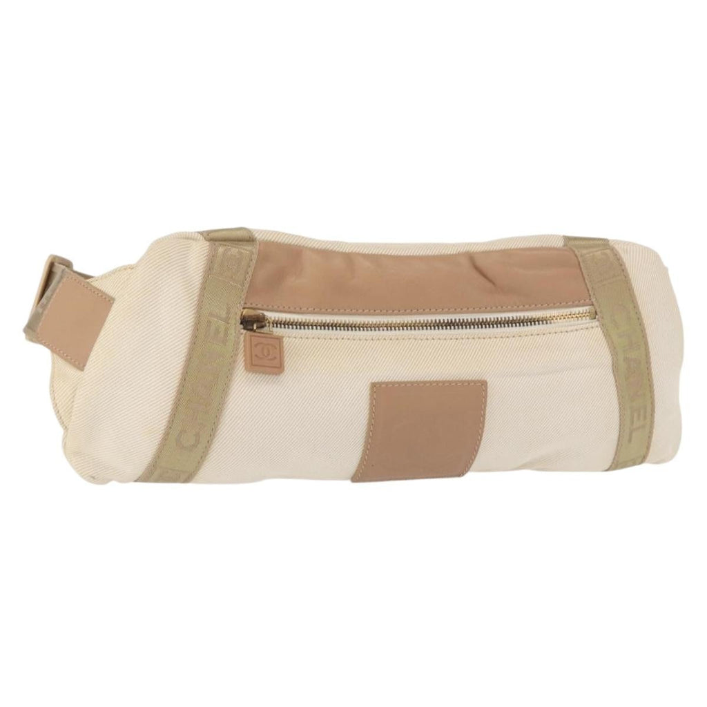 Chanel Sports Shoulder Bag Coco Mark Beige Canvas Shoulder Bag Bag (Pre-Owned)