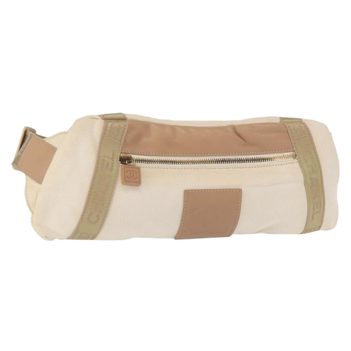 Chanel Sports Shoulder Bag Coco Mark Beige Canvas Shoulder Bag Bag (Pre-Owned)