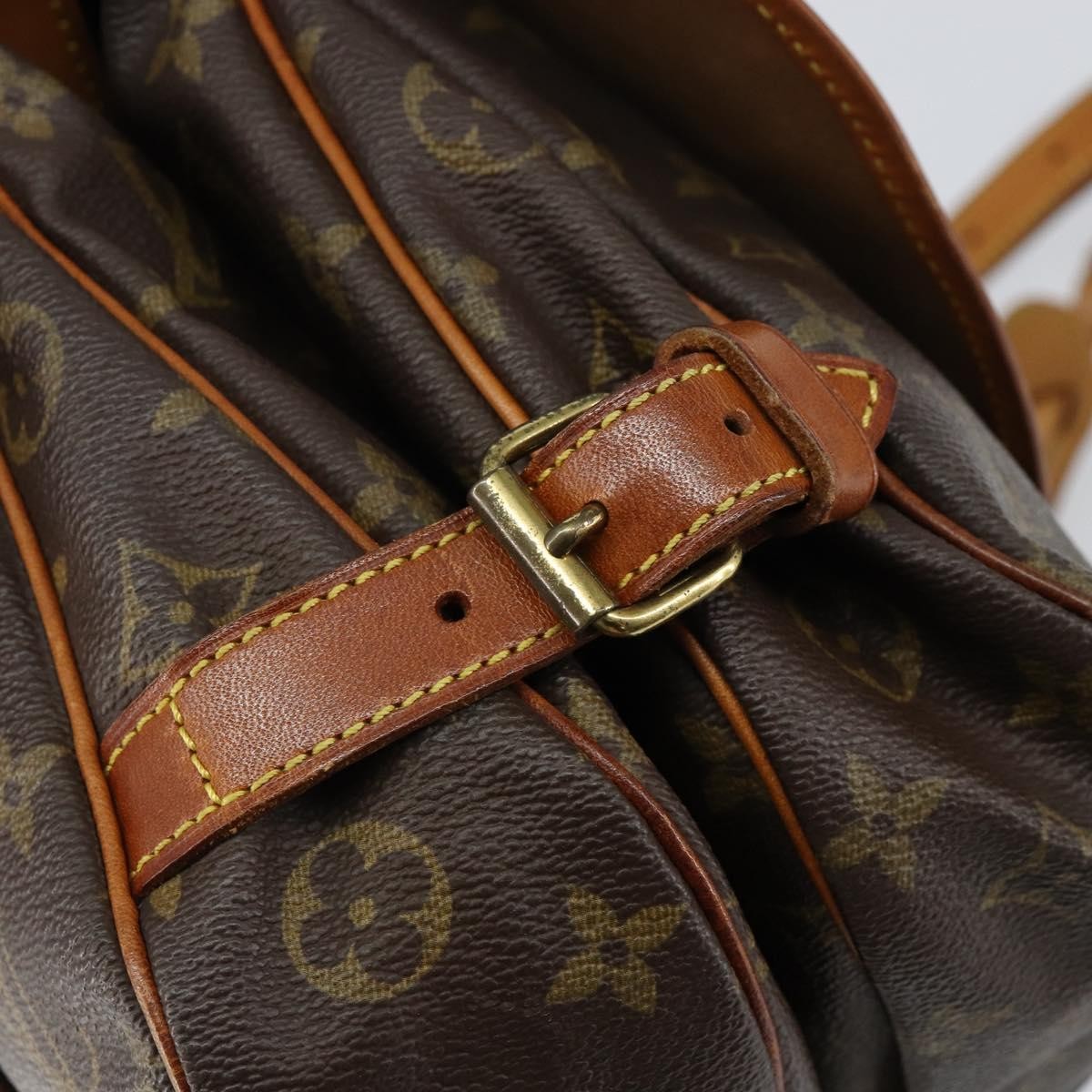Louis Vuitton Saumur Handbag Monogram Canvas Brown Canvas Shoulder Bag Bag (Pre-Owned)