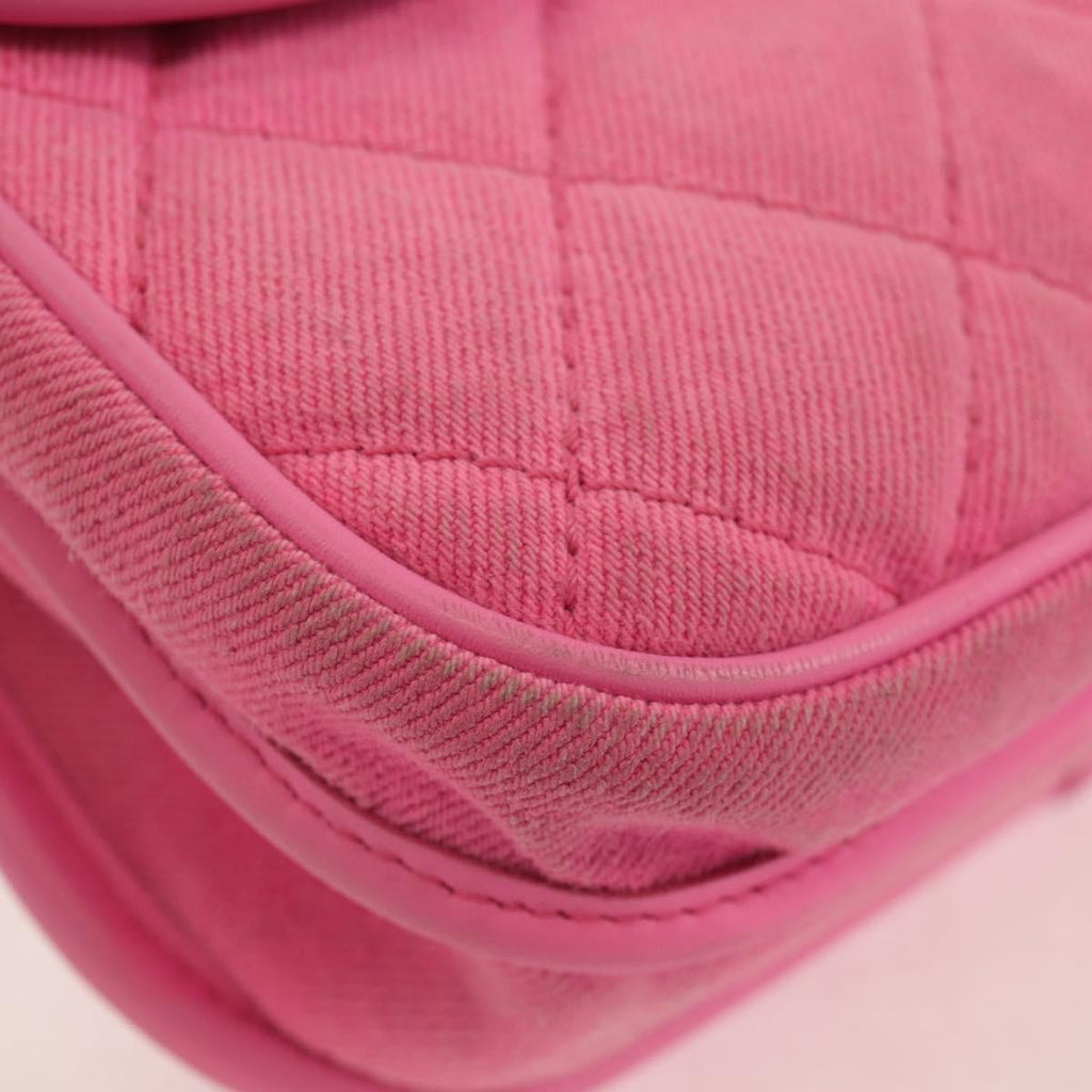 Chanel Flap Messenger Bag Quilted Denim Pink Canvas Shoulder Bag Bag (Pre-Owned)
