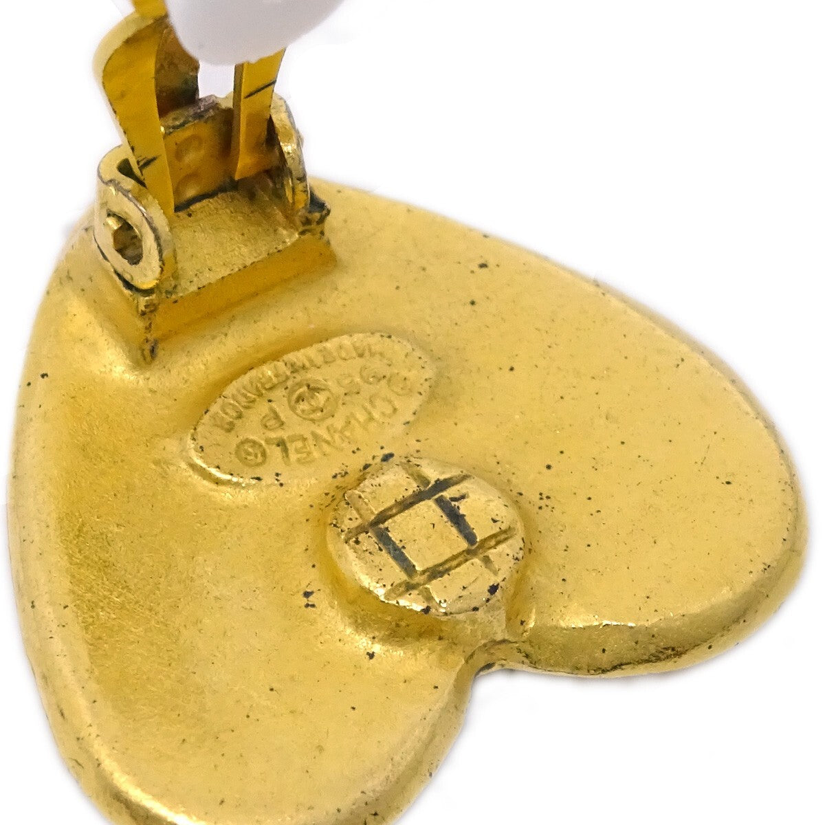 Chanel Vintage Cc Heart Clip-On Earrings Metal Gold Gold_Plated Earrings Jewelry (Pre-Owned)