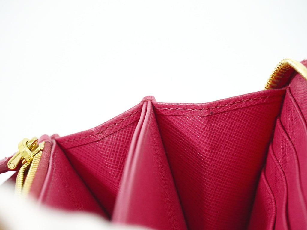 Prada Zip Around Tab Wallet Saffiano Leather Pink Leather Wallets Accessory (Pre-Owned)