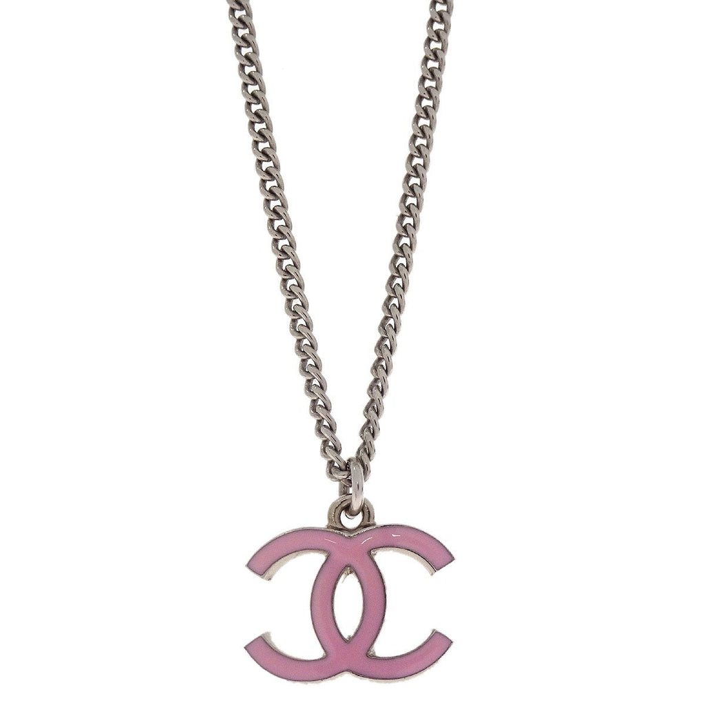 Chanel Vintage Cc Pendant Long Necklace Metal Silver Metal Necklace Jewelry (Pre-Owned)