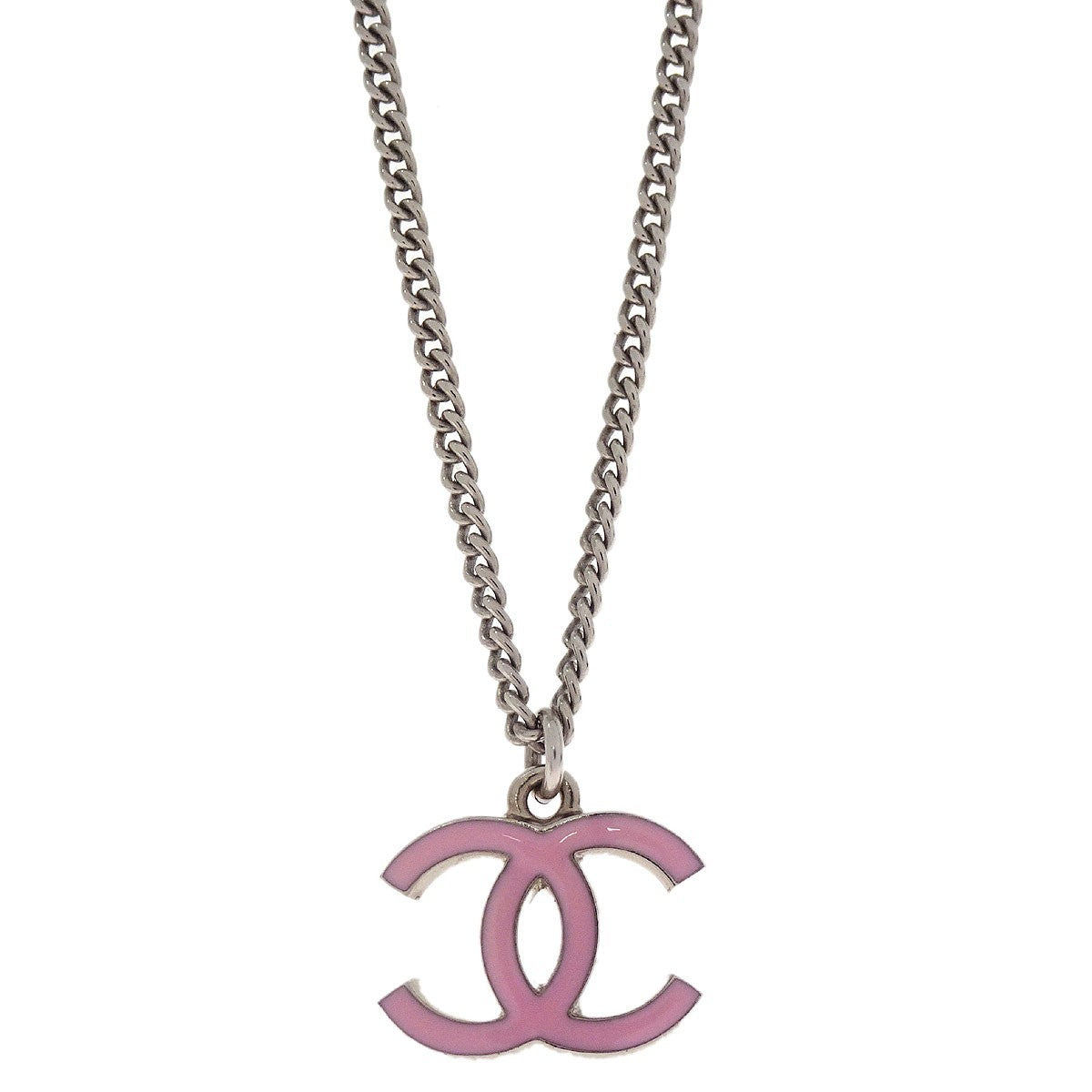 Chanel Vintage Cc Pendant Long Necklace Metal Silver Metal Necklace Jewelry (Pre-Owned)