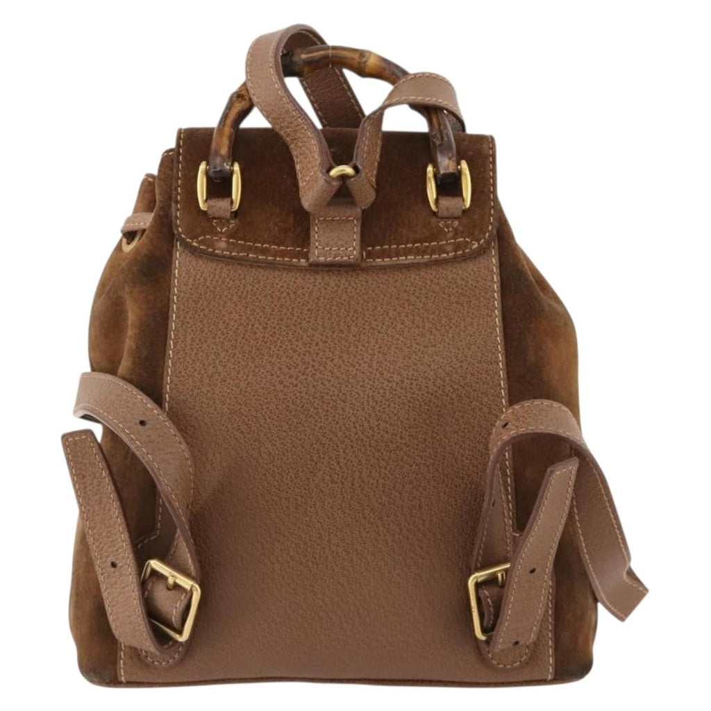 Gucci Gucci Bamboo Backpack Daim Brown Suede Backpack Bag (Pre-Owned)