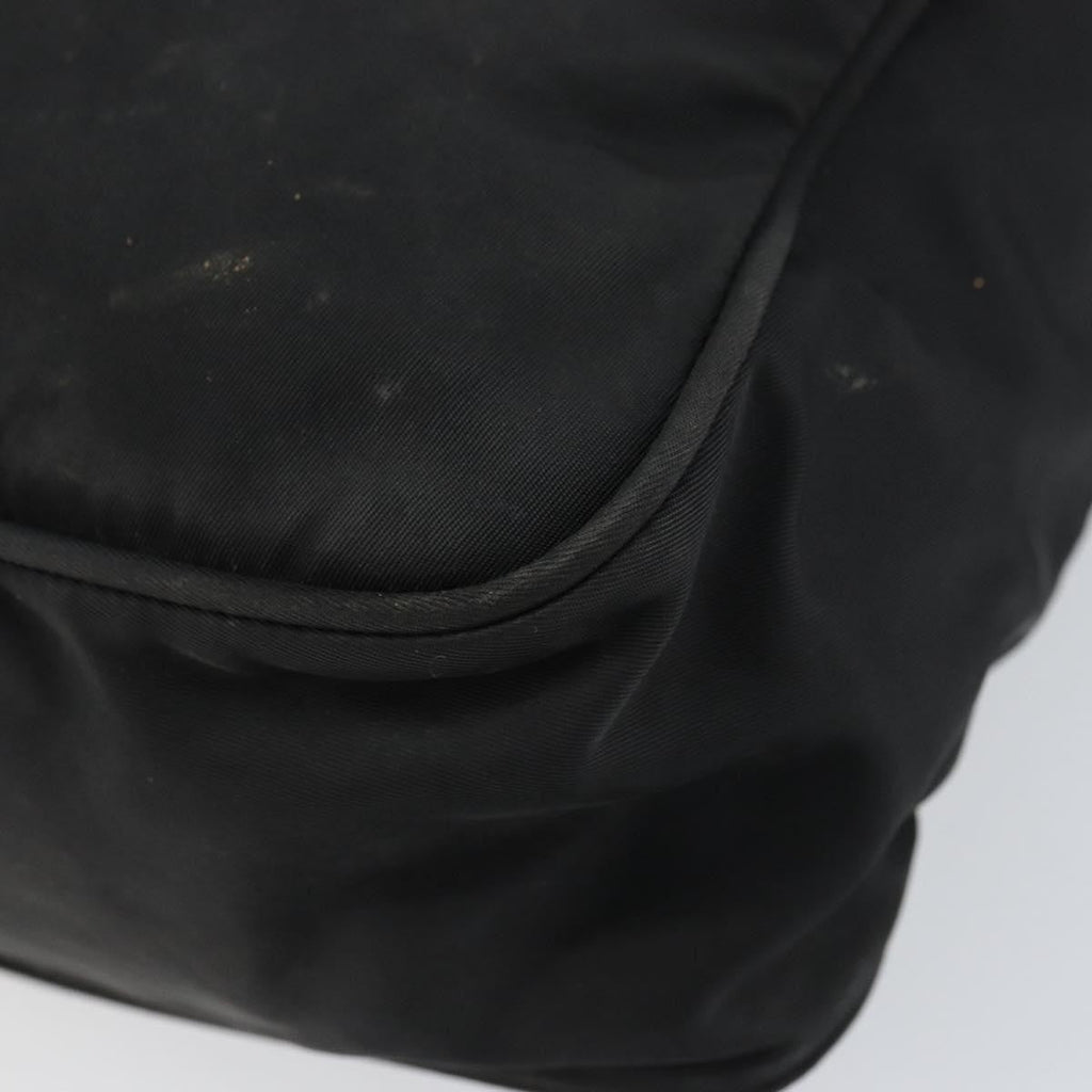 Prada Front Pocket Zip Messenger Bag Tessuto With Saffiano Leather Black Nylon Shoulder Bag Bag (Pre-Owned)