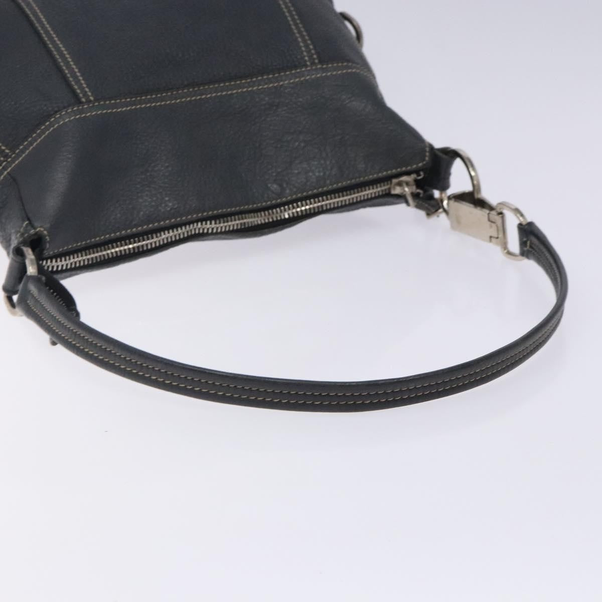 Prada Vintage Shoulder Bag Leather Navy Leather Shoulder Bag Bag (Pre-Owned)