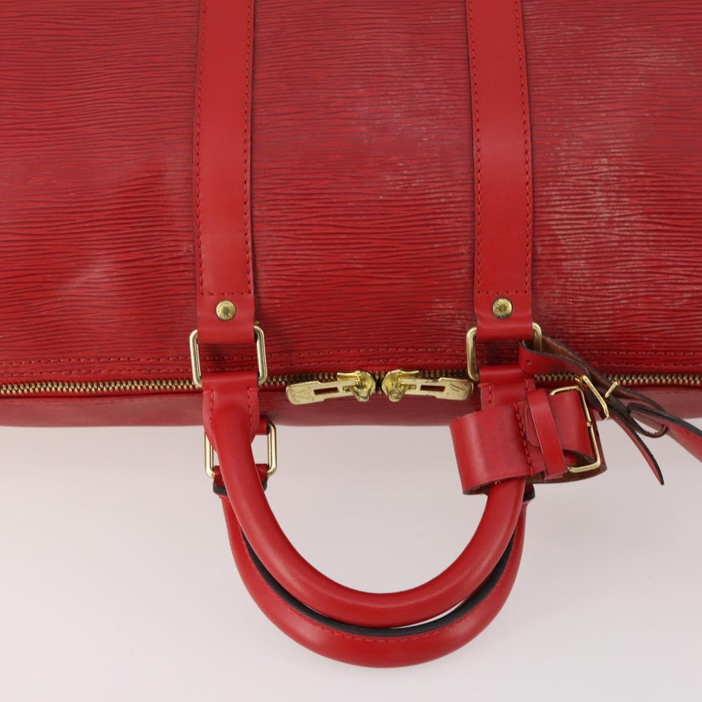 Louis Vuitton Keepall Bag Epi Leather Red Leather Travel Bag Bag (Pre-Owned)