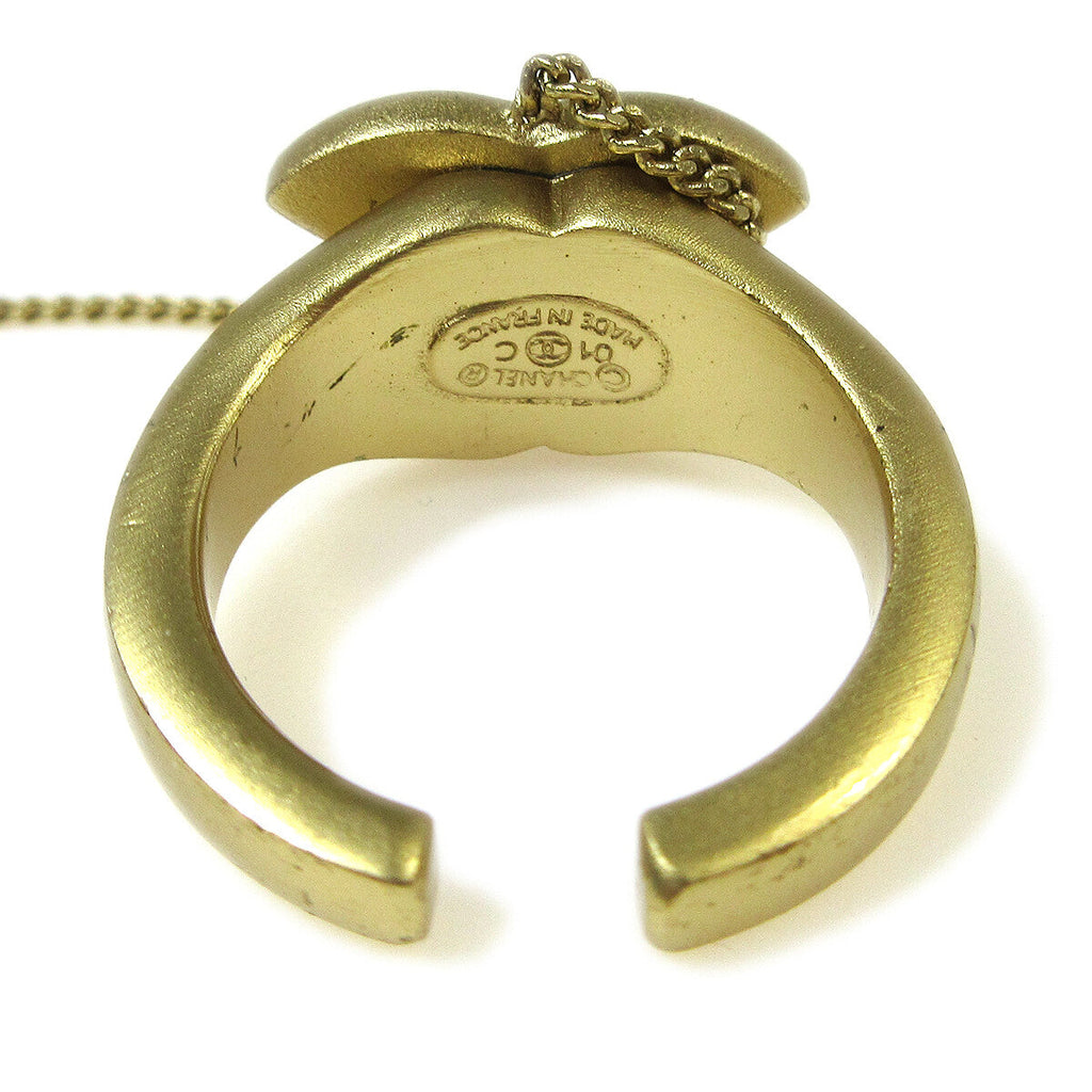 Chanel Logo Bangle With Chain Attached Cc Ring Metal With Crystal Gold Gold_Plated Bracelet Jewelry (Pre-Owned)
