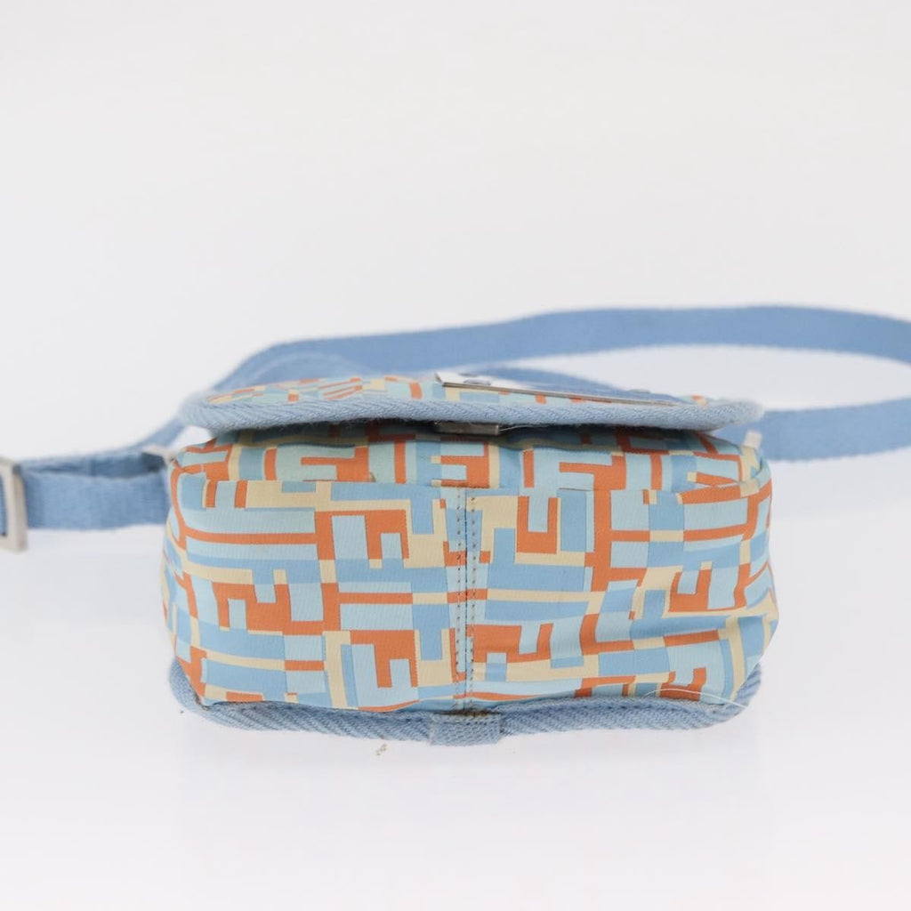 Fendi Logo Zucca Shoulder Bag Zucca Blue Canvas Shoulder Bag Bag (Pre-Owned)