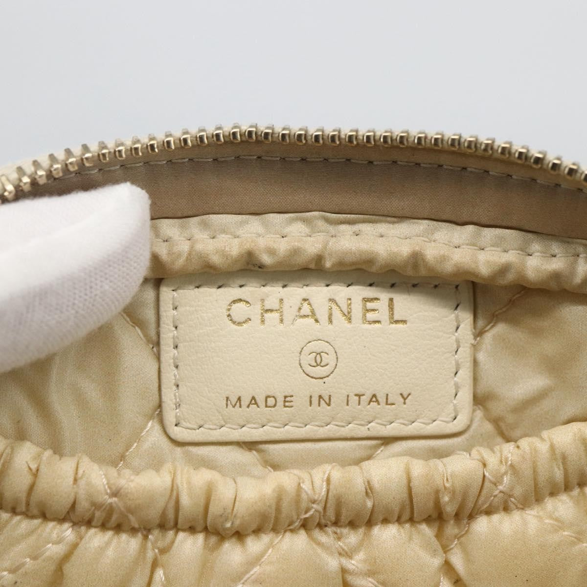 Chanel Deauville Curvy Cosmetic Pouch Tweed Gold Tweed Clutche & Pouche Bag (Pre-Owned)