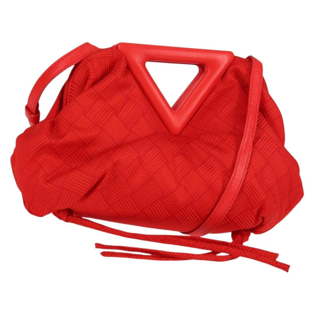 Bottega Veneta Point Shoulder Bag Chunky Knit Fabric Red Nylon Shoulder Bag Bag (Pre-Owned)