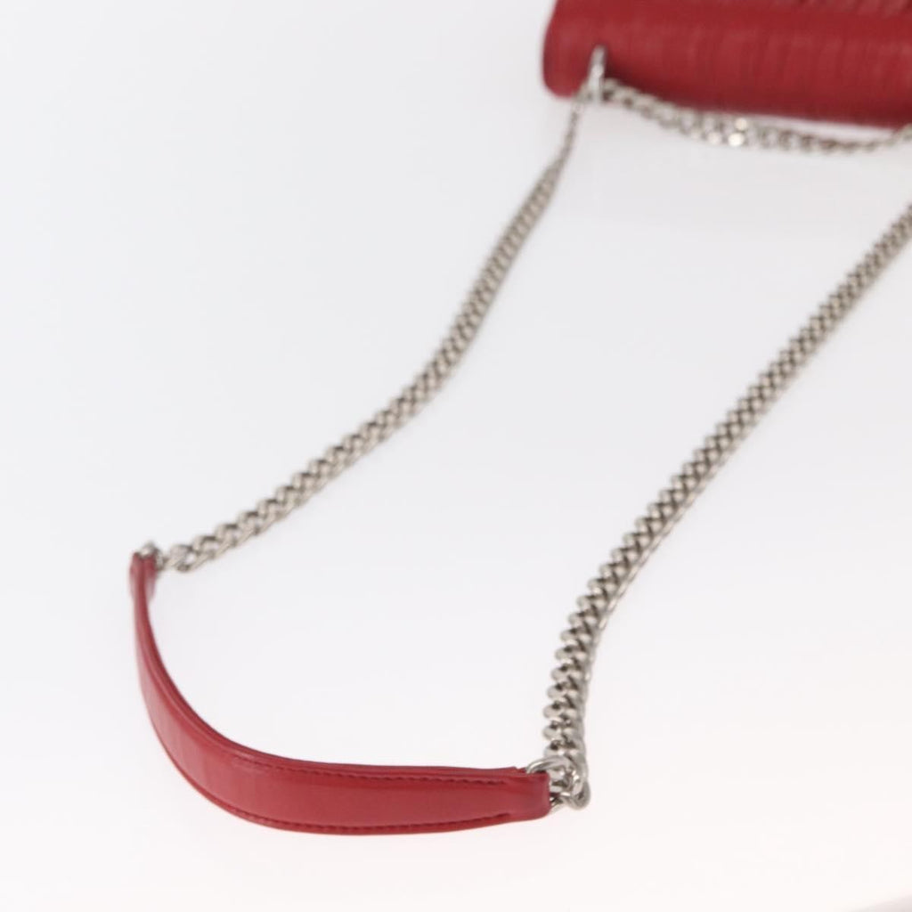 Prada Gaufre Chain Flap Shoulder Bag Nappa Leather Red Leather Shoulder Bag Bag (Pre-Owned)