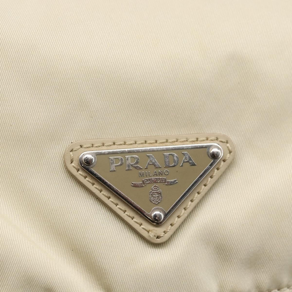 Prada Buckle Messenger Bag Tessuto Beige Nylon Shoulder Bag Bag (Pre-Owned)