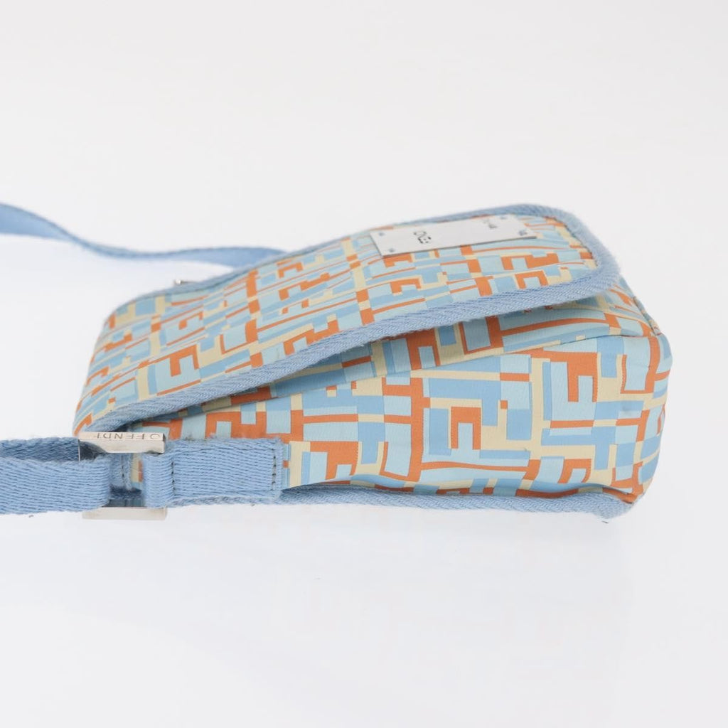 Fendi Logo Zucca Shoulder Bag Zucca Blue Canvas Shoulder Bag Bag (Pre-Owned)