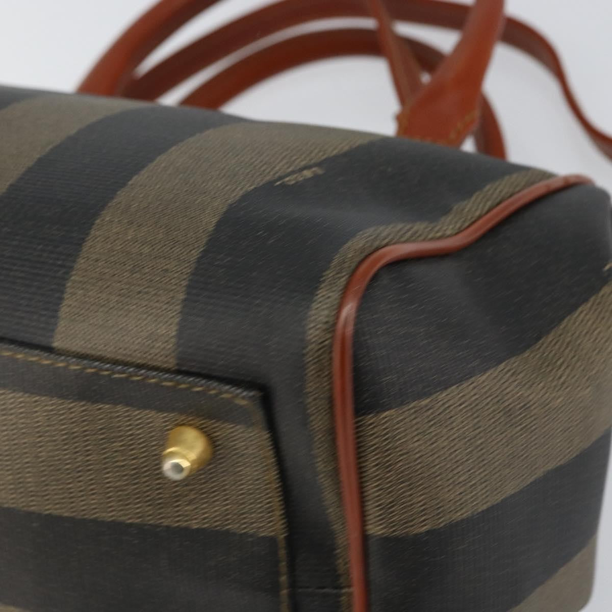 Fendi Vintage Pequin Convertible Boston Bag Coated Canvas Black Canvas Handbag (Pre-Owned)