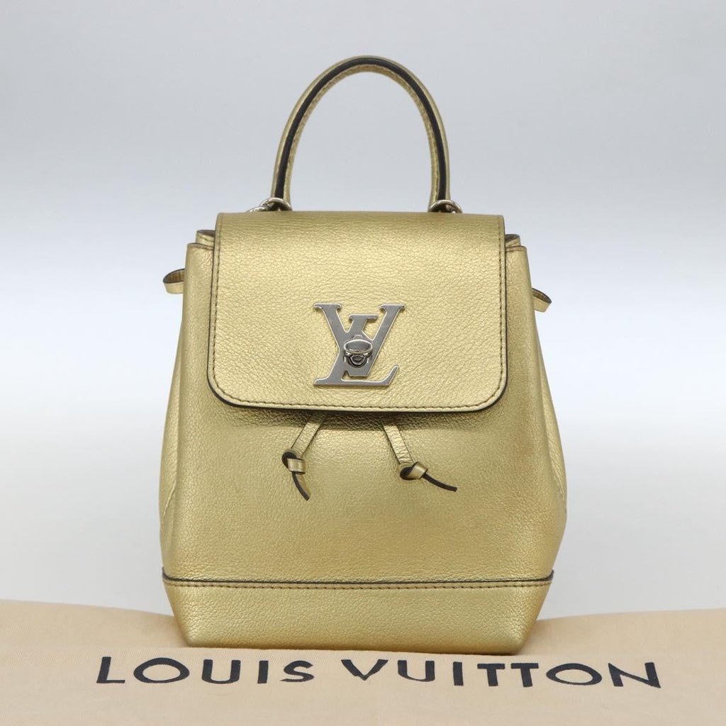 Louis Vuitton Lockme Backpack Leather Gold Leather Backpack Bag (Pre-Owned)