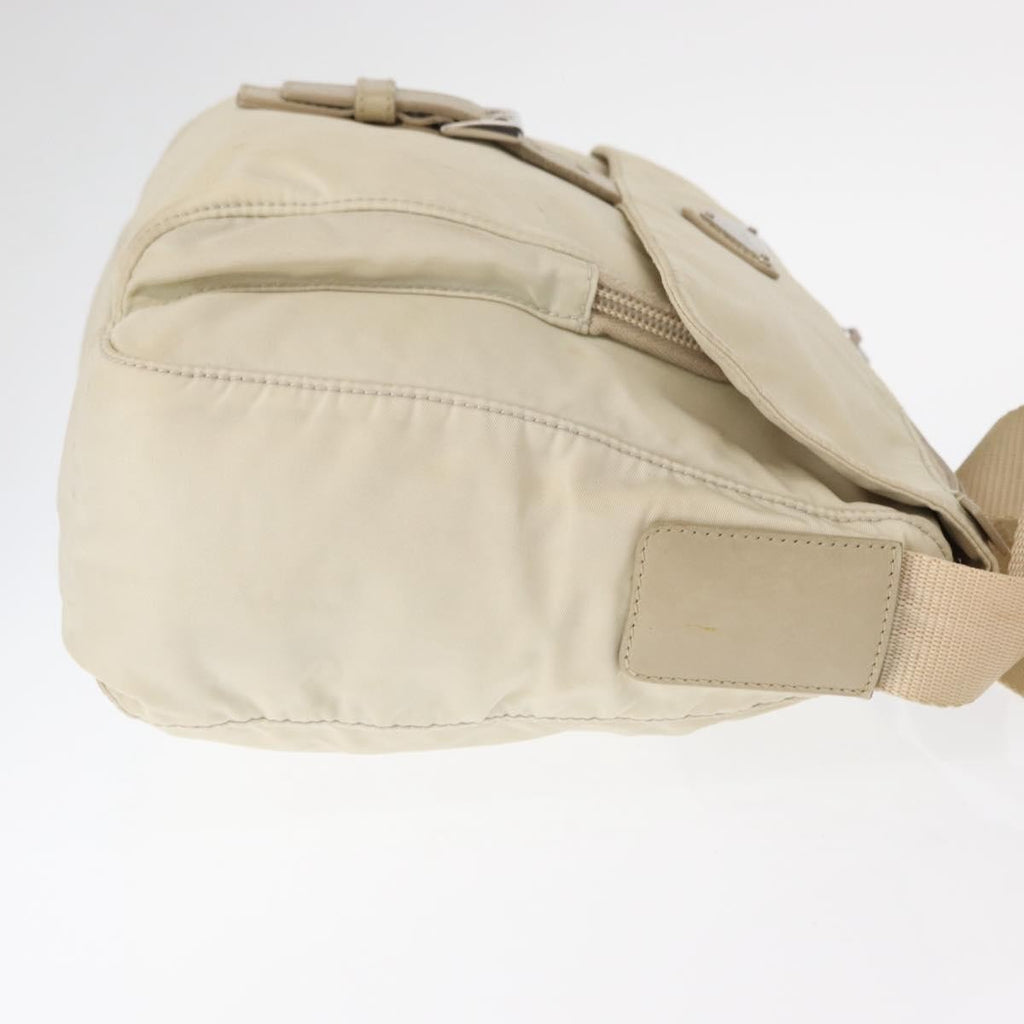 Prada Buckle Messenger Bag Tessuto Beige Nylon Shoulder Bag Bag (Pre-Owned)