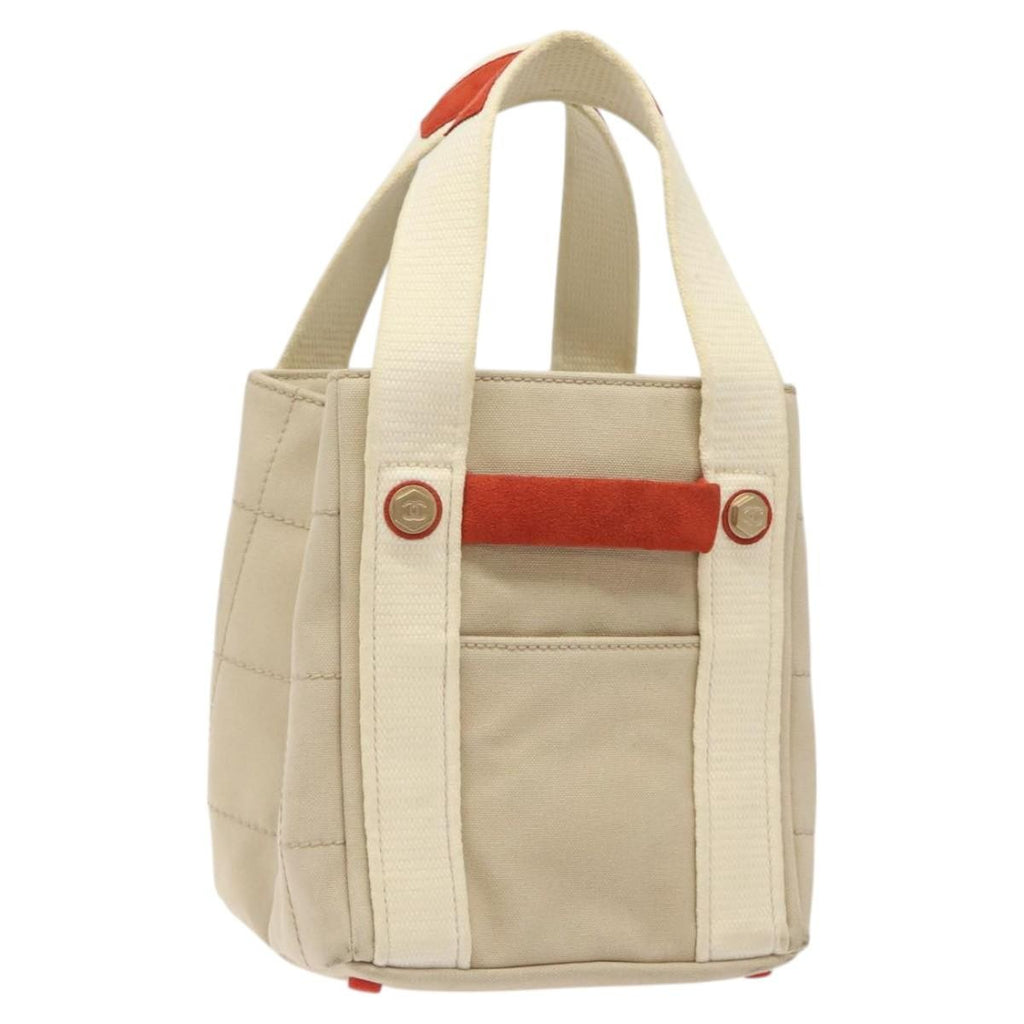 Chanel Chocolate Bar Coco Mark Handbag Canvas Beige Canvas Handbag (Pre-Owned)