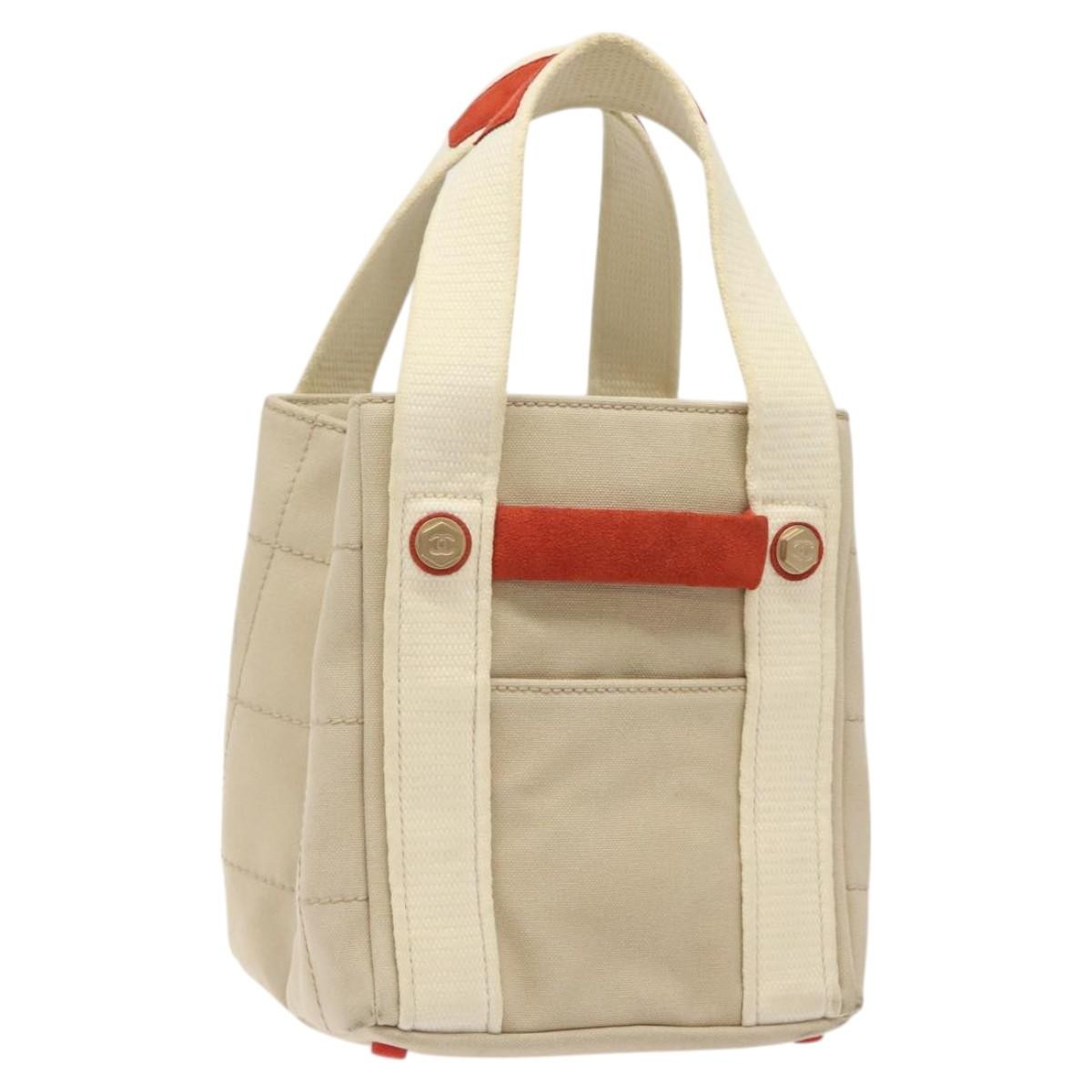 Chanel Chocolate Bar Coco Mark Handbag Canvas Beige Canvas Handbag (Pre-Owned)