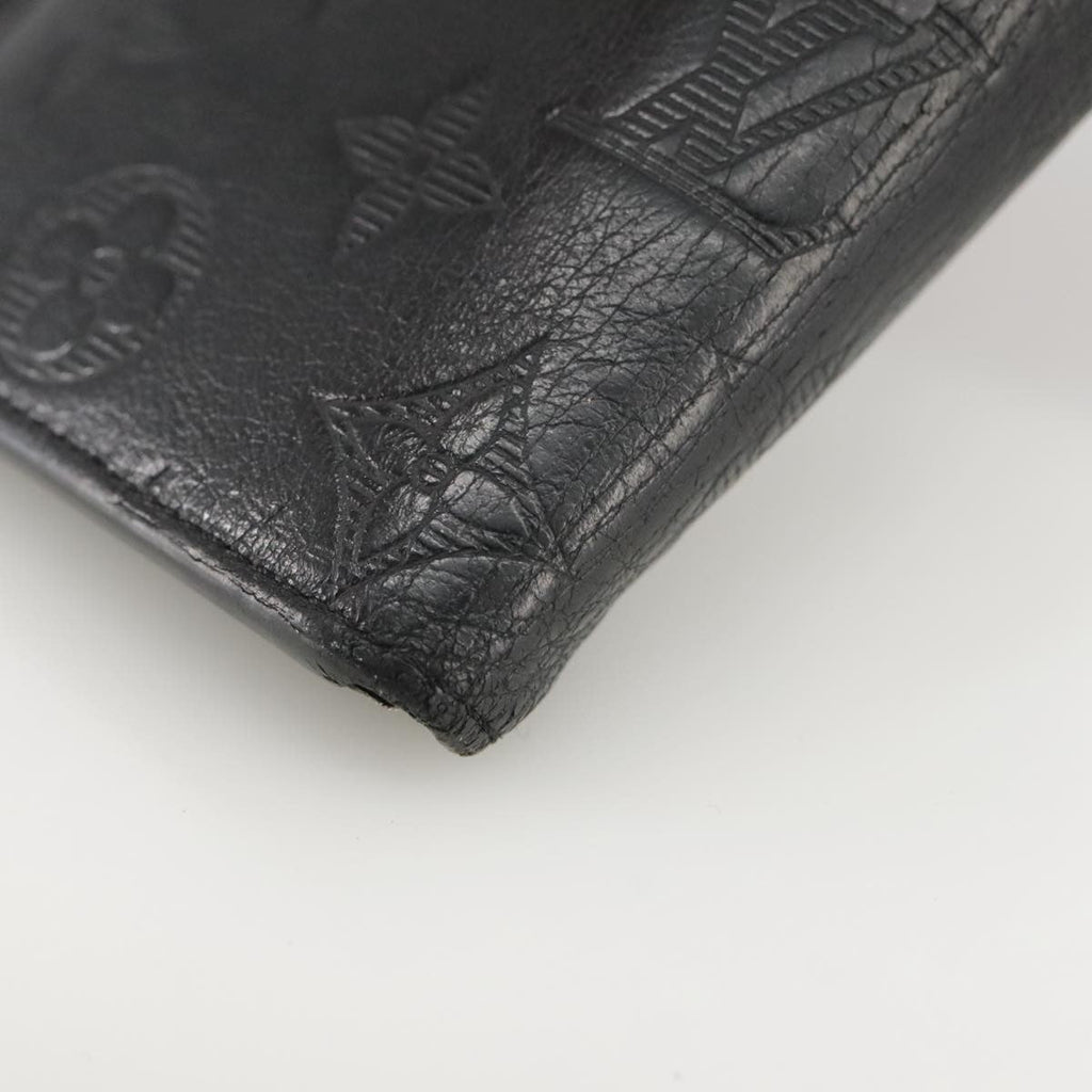 Louis Vuitton Brazza Long Bifold Wallet Monogram Shadow Black Leather Wallets Accessory (Pre-Owned)