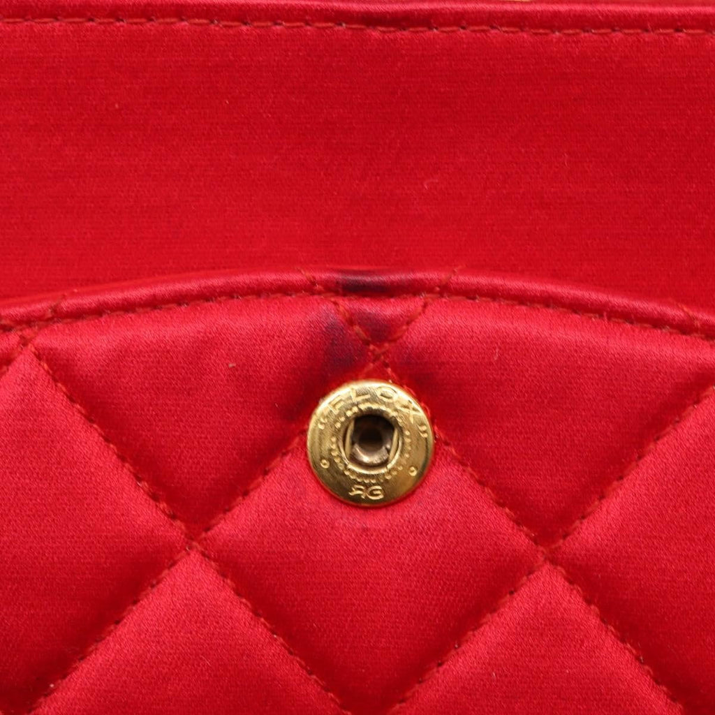 Chanel Timeless - Classic Double Flap Bag Quilted Satin Red Satin Shoulder Bag Bag (Pre-Owned)