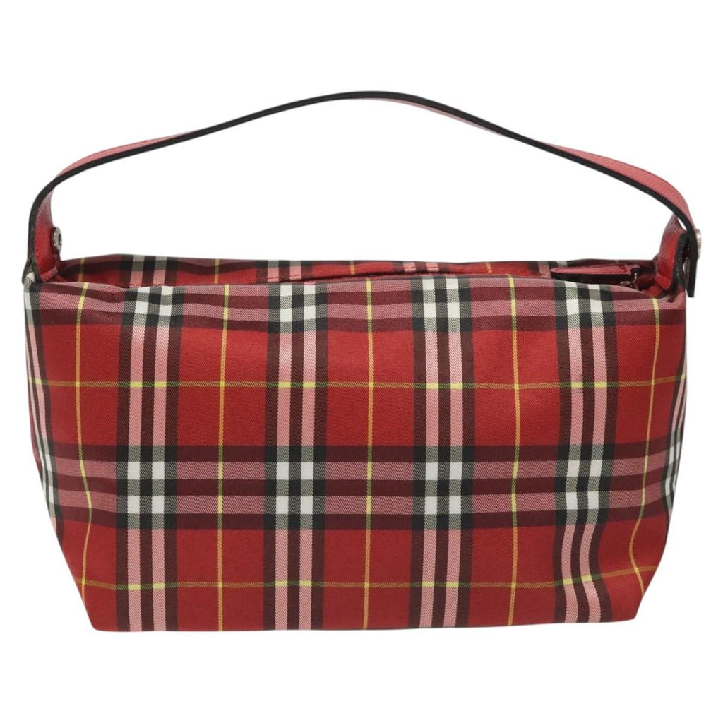 Burberry Nova Check Handbag Leather And Nylon Red Nylon Handbag (Pre-Owned)