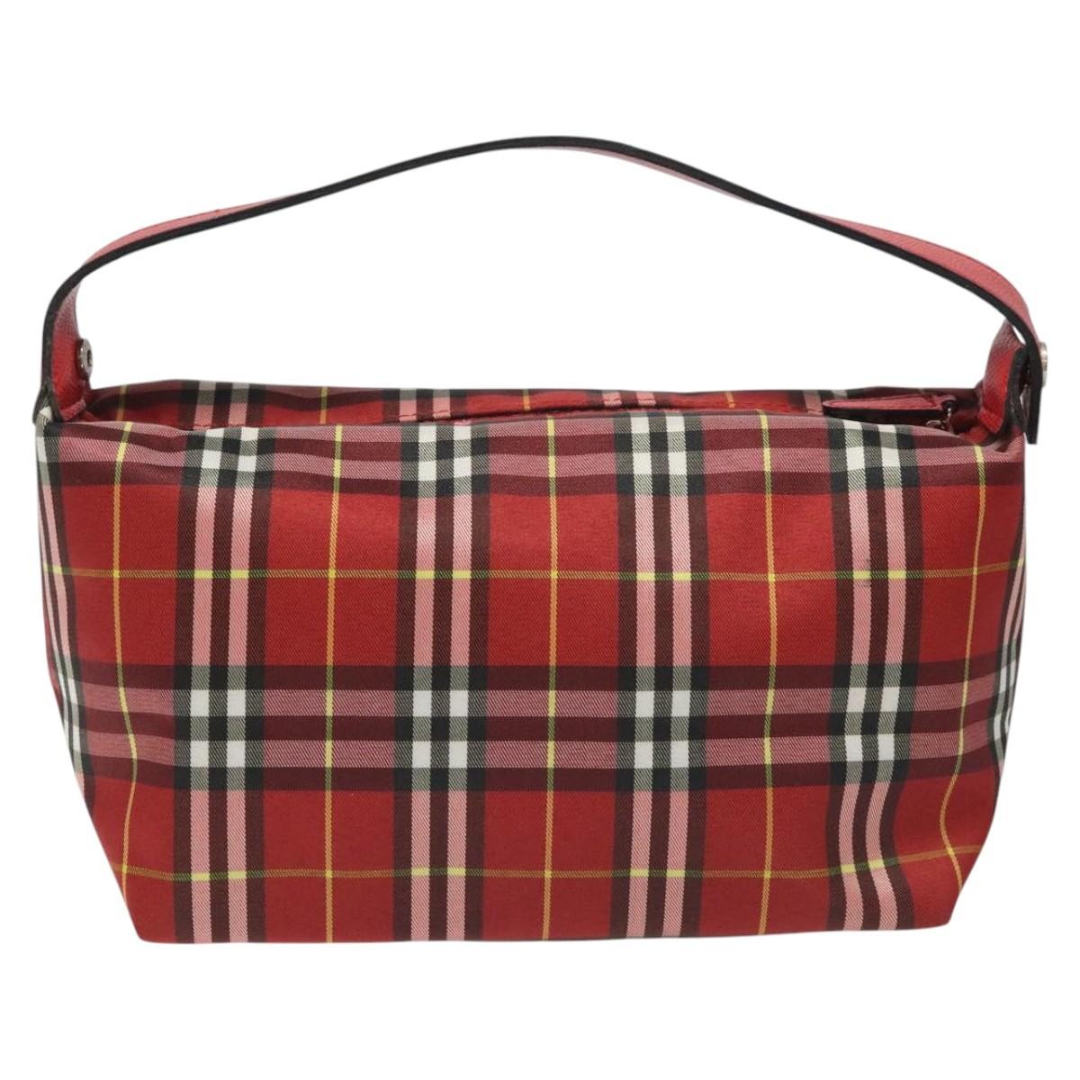 Burberry Nova Check Handbag Leather And Nylon Red Nylon Handbag (Pre-Owned)