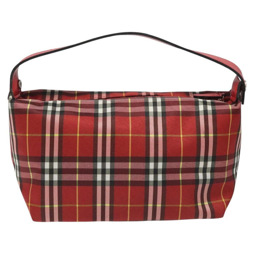 Burberry Nova Check Handbag Leather And Nylon Red Nylon Handbag (Pre-Owned)