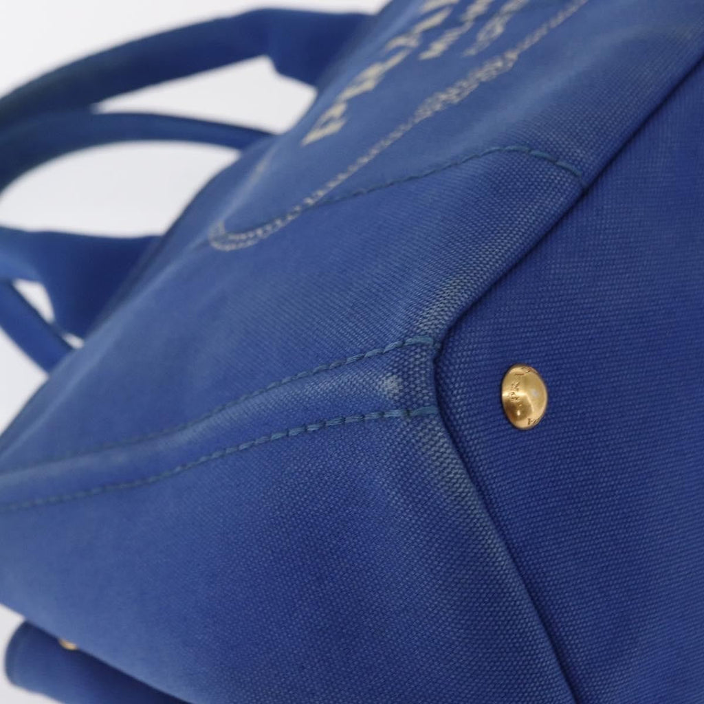 Prada Canapa Open Tote Canvas Blue Canvas Tote Bag Bag (Pre-Owned)