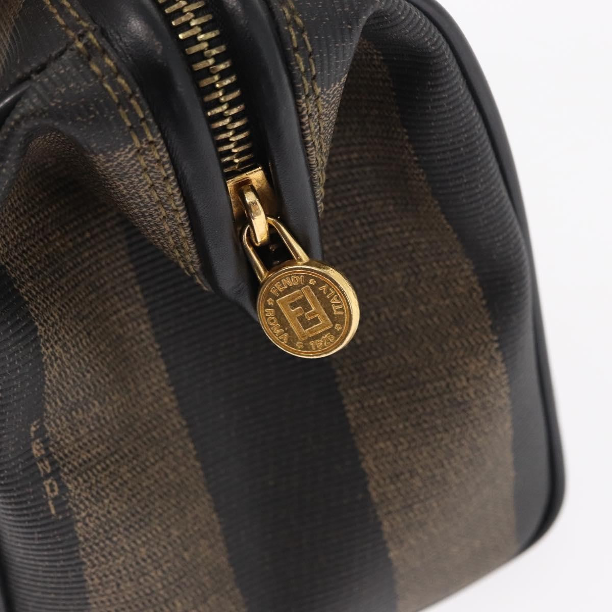 Fendi Vintage Pequin Convertible Boston Bag Coated Canvas Brown Canvas Travel Bag Bag (Pre-Owned)