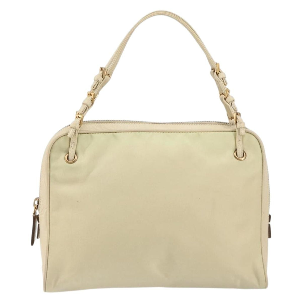 Prada Vintage Handbag Tessuto Beige Nylon Handbag (Pre-Owned)