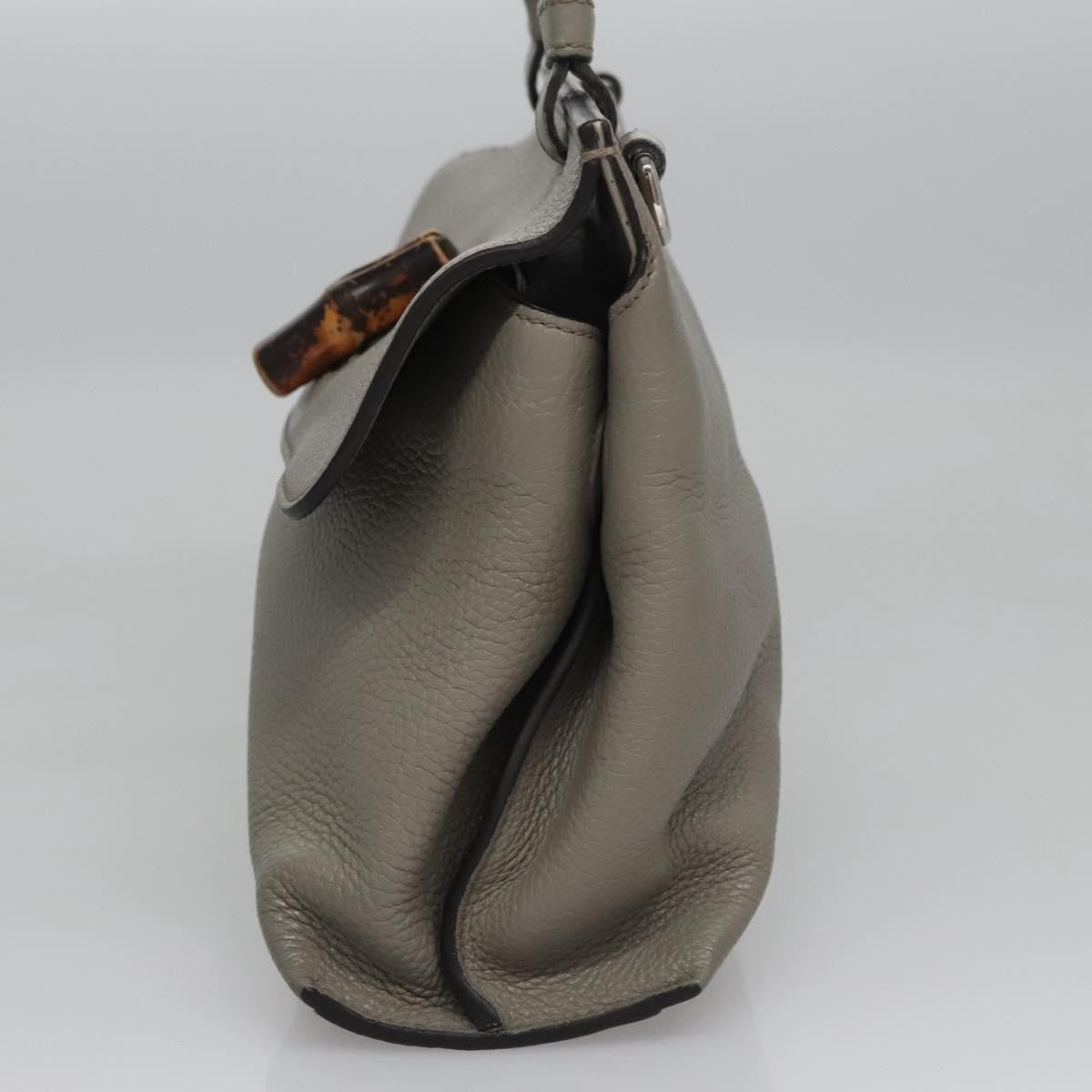 Gucci Bamboo Daily Top Handle Bag Leather Gray Leather Handbag (Pre-Owned)