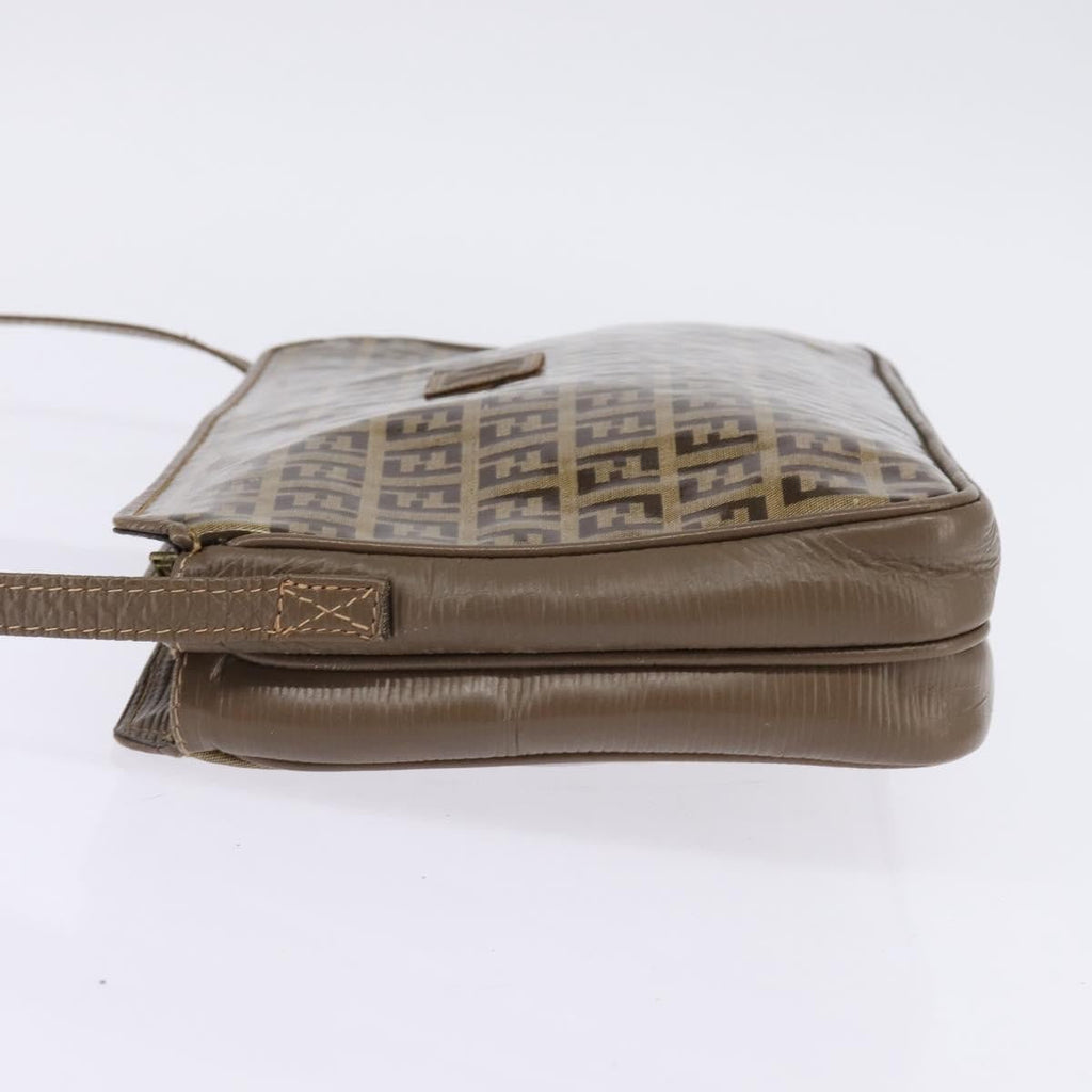 Fendi Vintage Zip Crossbody Bag Zucchino Canvas Beige Canvas Shoulder Bag Bag (Pre-Owned)
