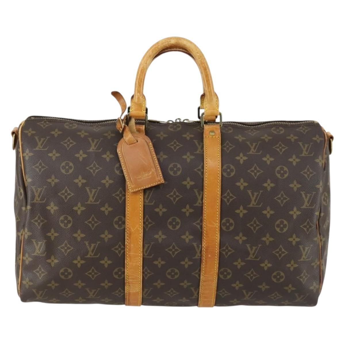 Louis Vuitton Keepall Bandouliere Bag Monogram Canvas Brown Canvas Travel Bag Bag (Pre-Owned)