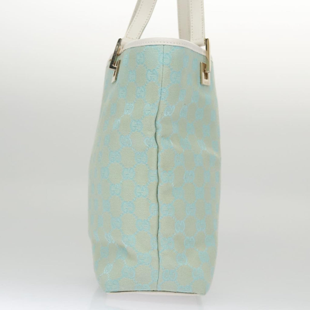 Gucci Vintage Bucket Shopping Tote Gg Canvas Blue Canvas Tote Bag Bag (Pre-Owned)