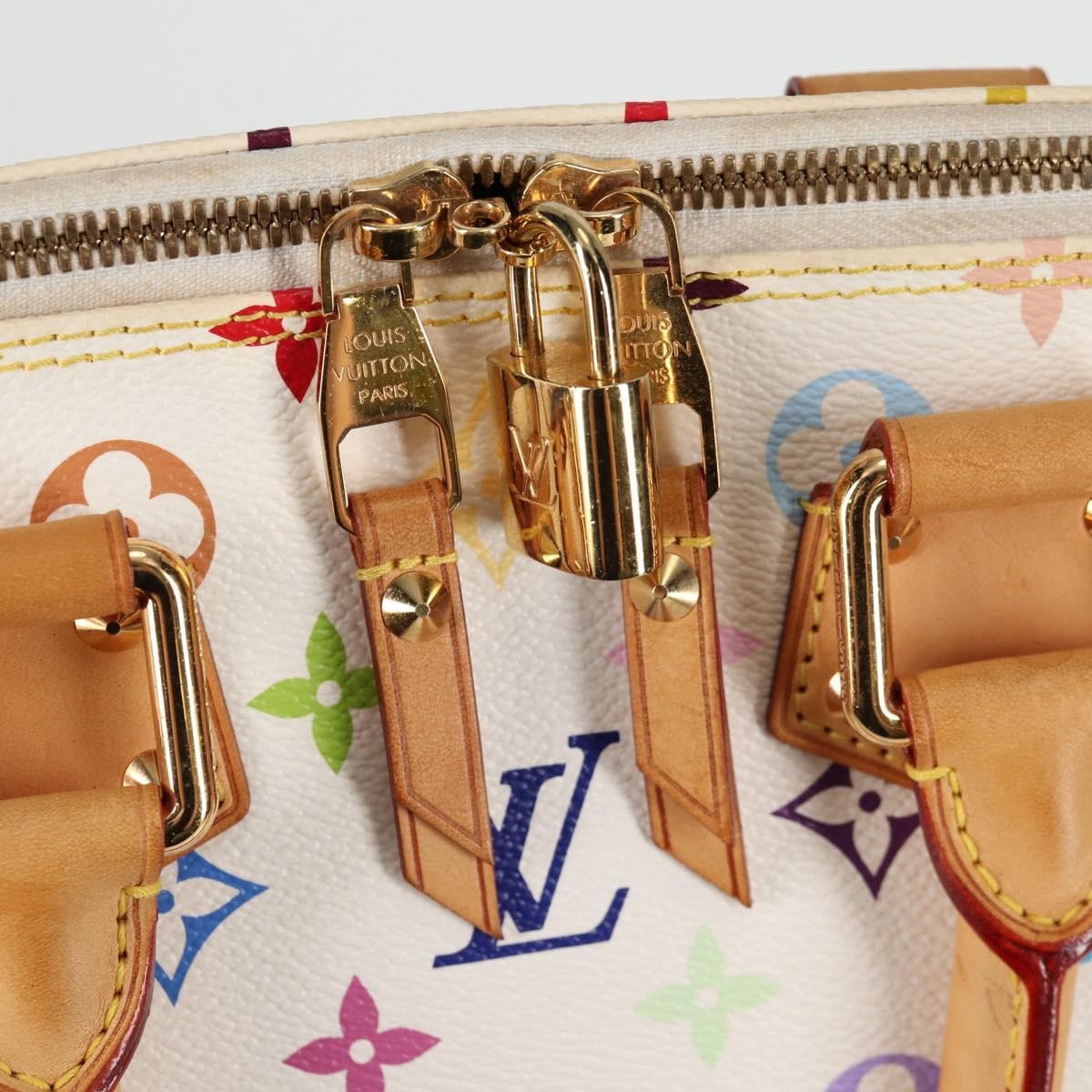 Louis Vuitton Alma Handbag Monogram Multicolor White Canvas Bag (Pre-Owned)