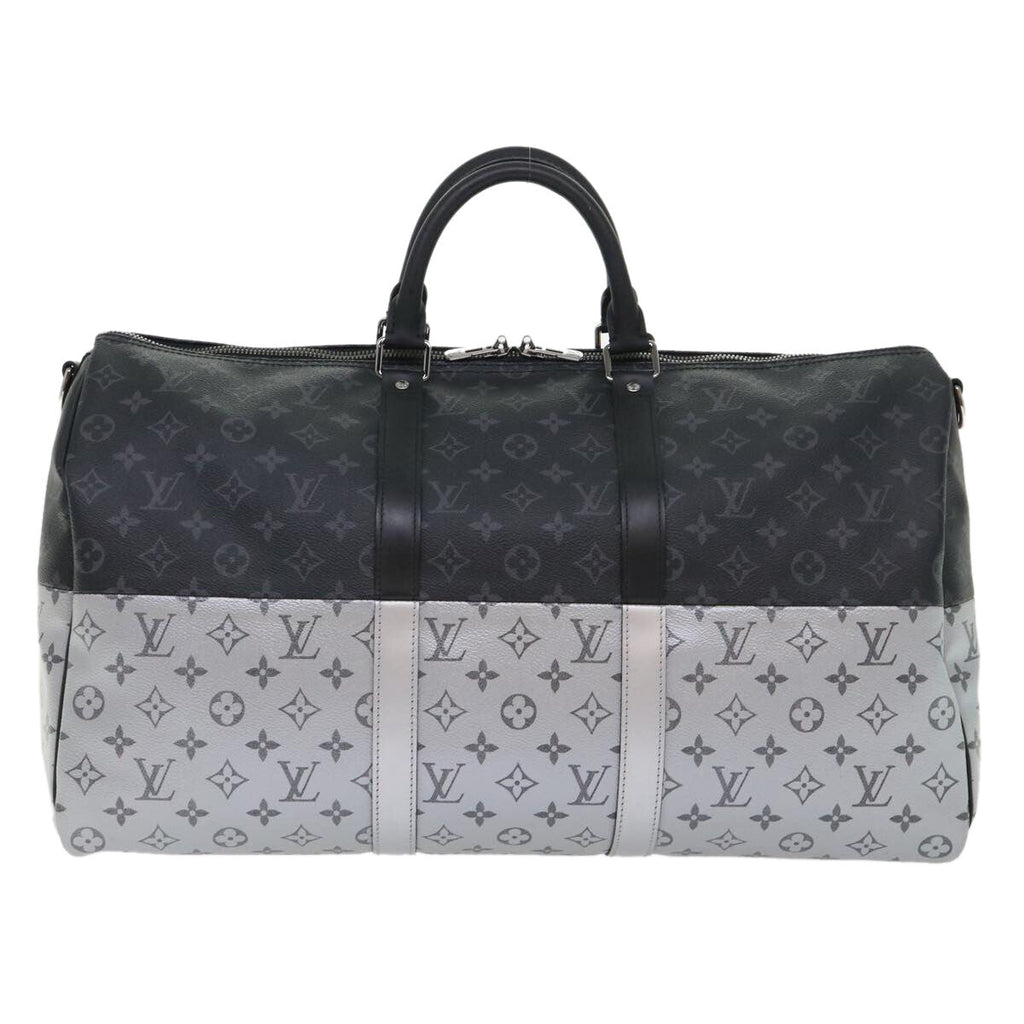 Louis Vuitton Keepall Bandouliere Bag Monogram Eclipse Split Canvas Black Canvas Bag (Pre-Owned)