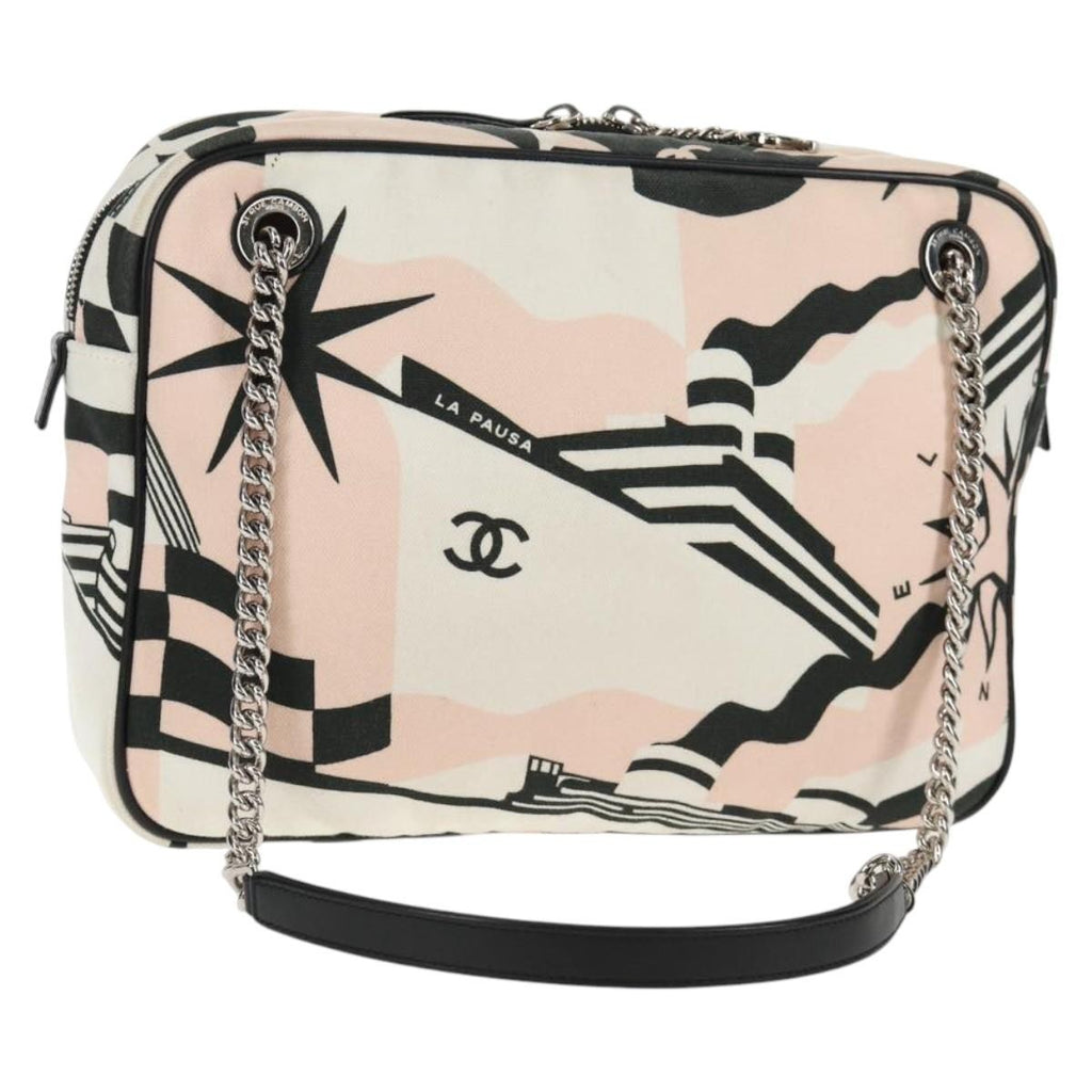 Chanel La Pausa Bay Camera Case Bag Printed Canvas Pink Canvas Bag (Pre-Owned)