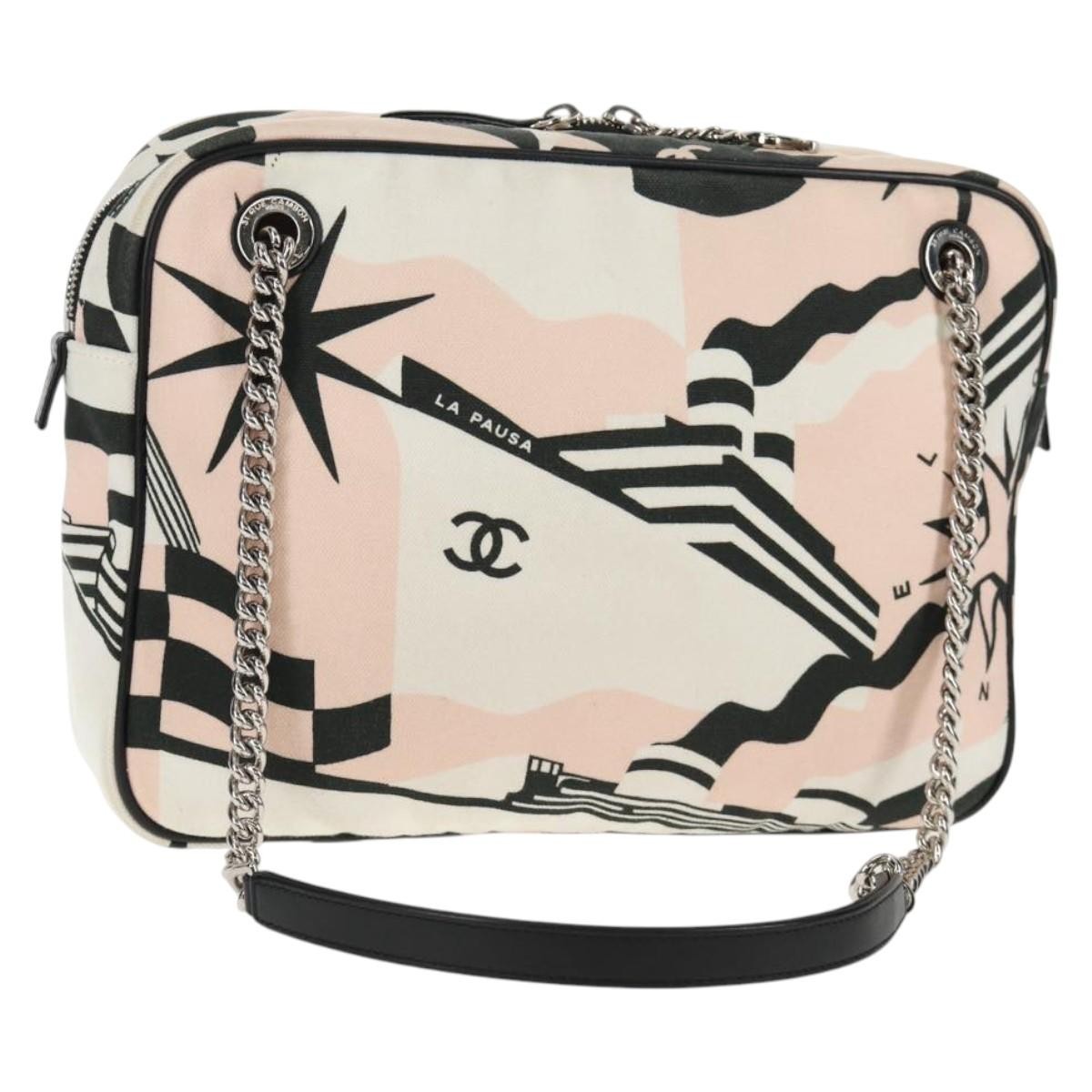 Chanel La Pausa Bay Camera Case Bag Printed Canvas Pink Canvas Bag (Pre-Owned)