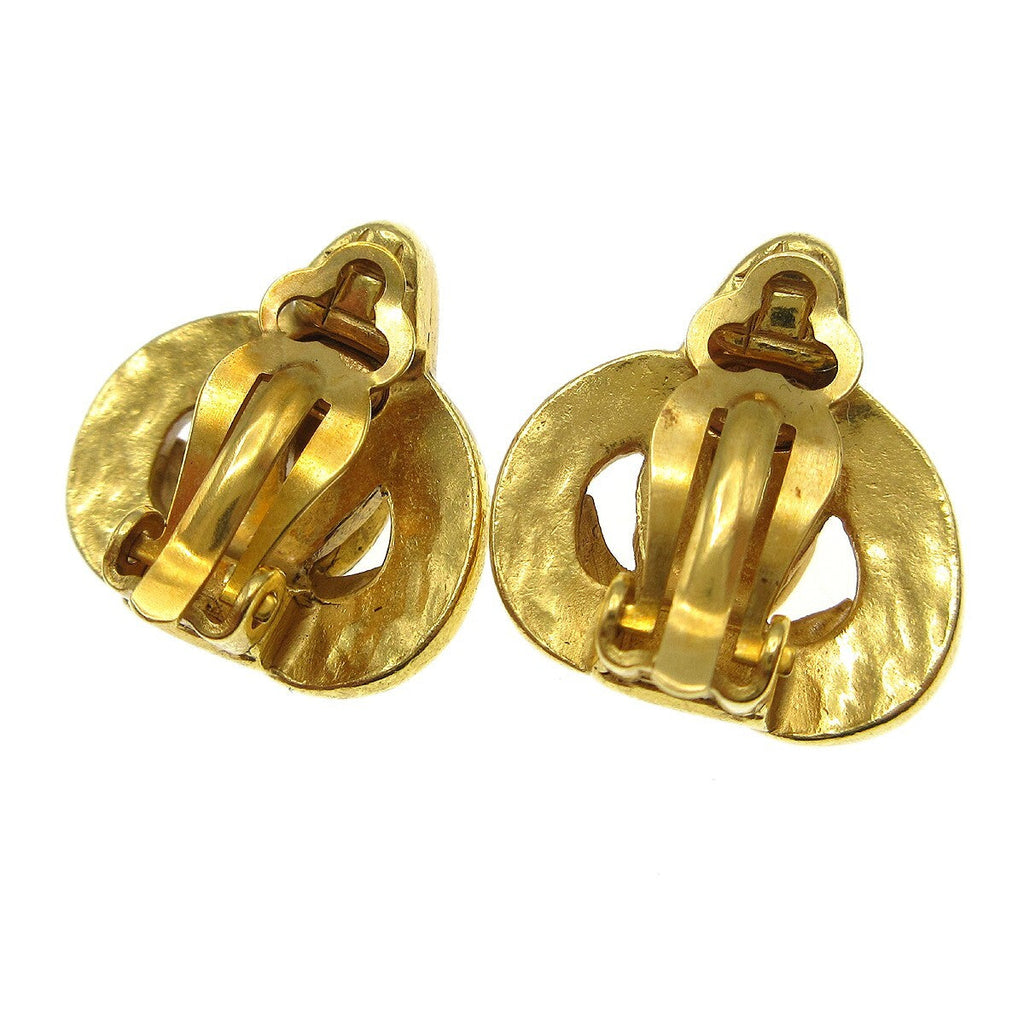 Chanel Vintage Cc Heart Clip-On Earrings Metal Gold Gold_Plated Earrings Jewelry (Pre-Owned)