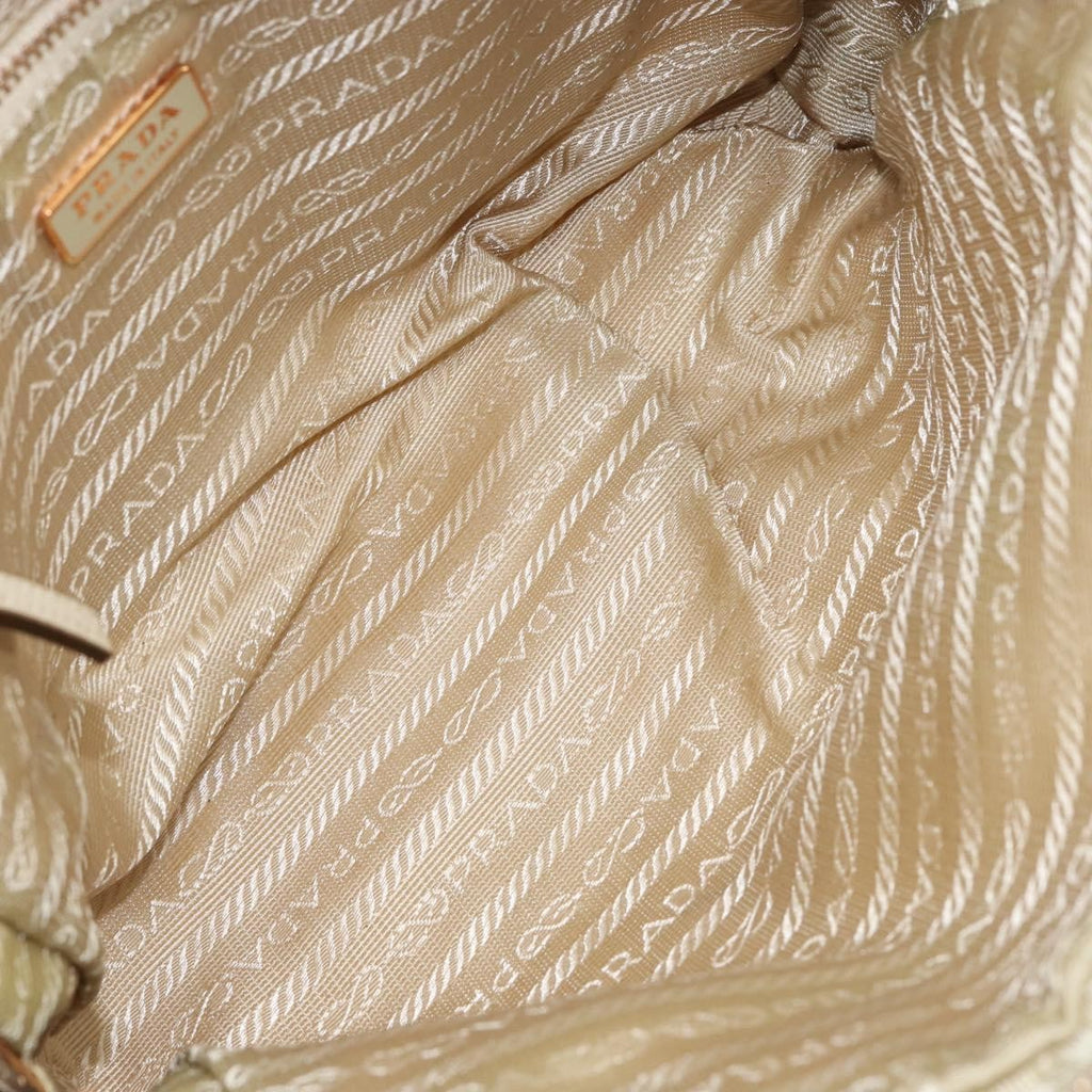 Prada Vintage Handbag Tessuto Beige Nylon Handbag (Pre-Owned)