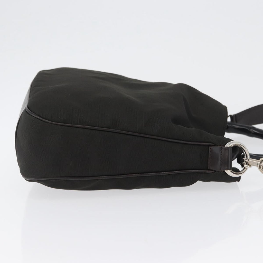 Gucci Vintage Bamboo Handle Bag Nylon Black Nylon Handbag (Pre-Owned)