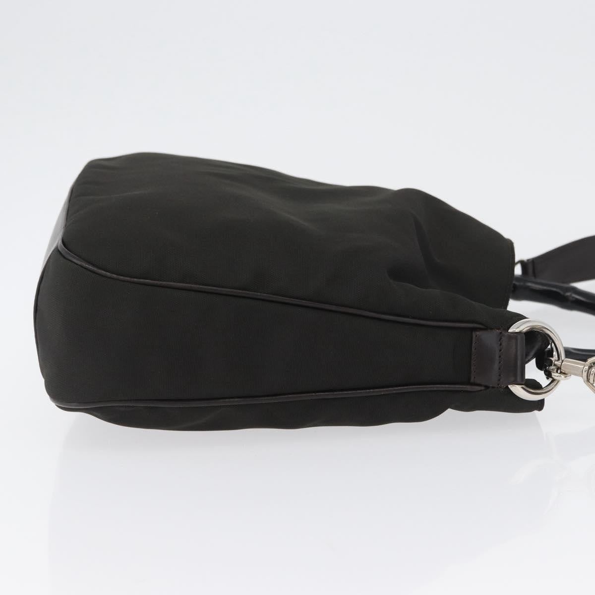 Gucci Vintage Bamboo Handle Bag Nylon Black Nylon Handbag (Pre-Owned)