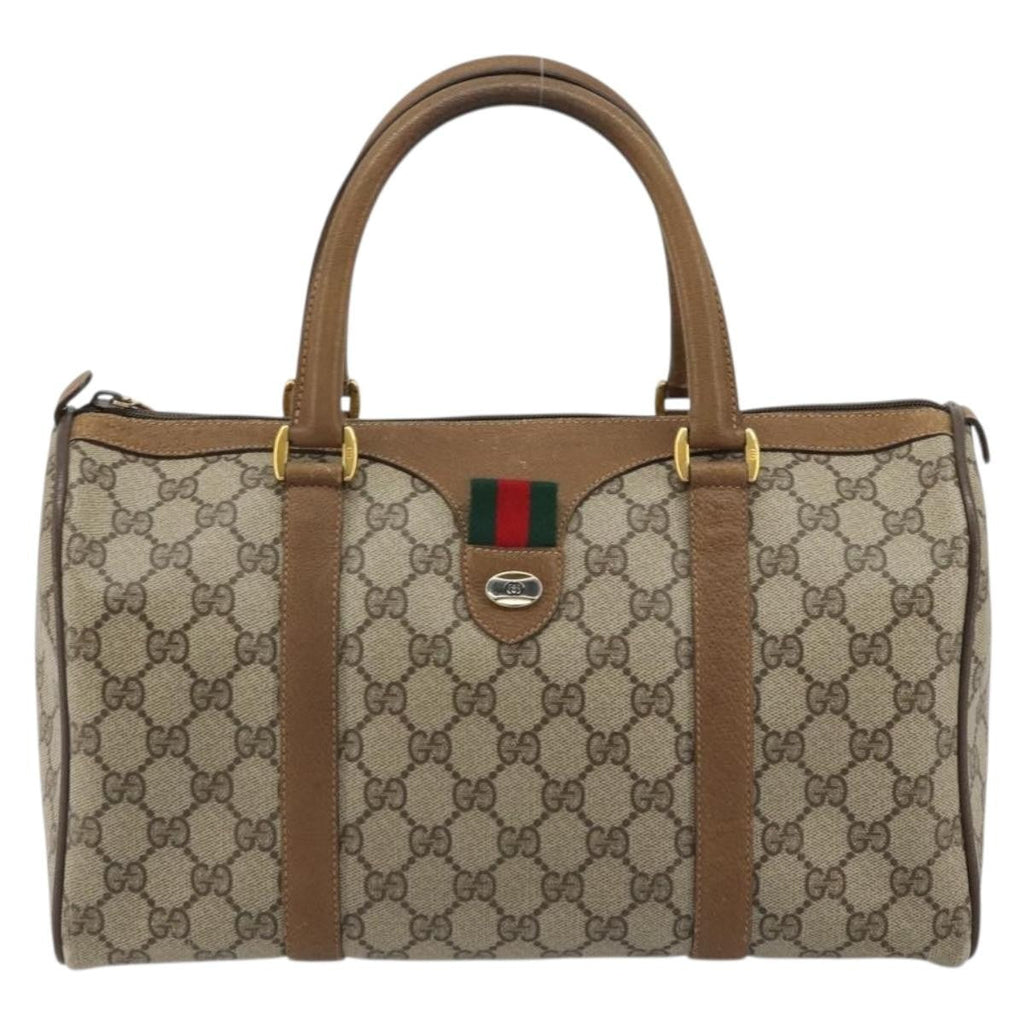 Gucci Vintage Web Sherry Line Handbag Micro Gg Canvas Beige Canvas Handbag (Pre-Owned)