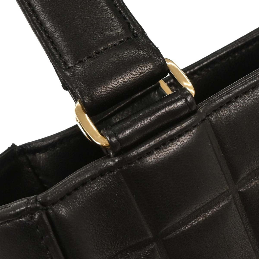 Chanel Chocolate Bar Cc Tote Quilted Leather Black Leather Tote Bag Bag (Pre-Owned)