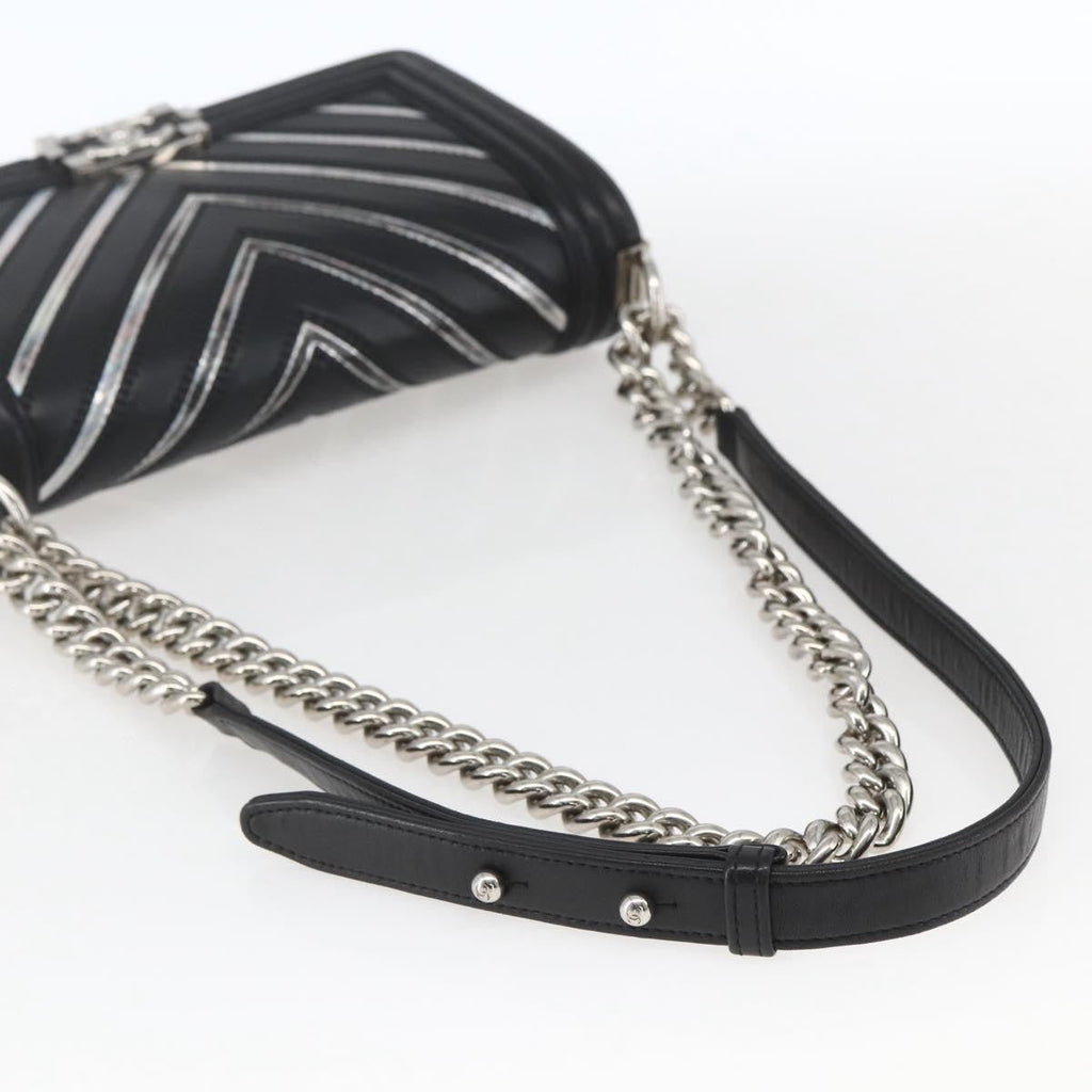 Chanel Boy Flap Bag Chevron Lambskin With Holographic Pvc Black Leather Shoulder Bag Bag (Pre-Owned)