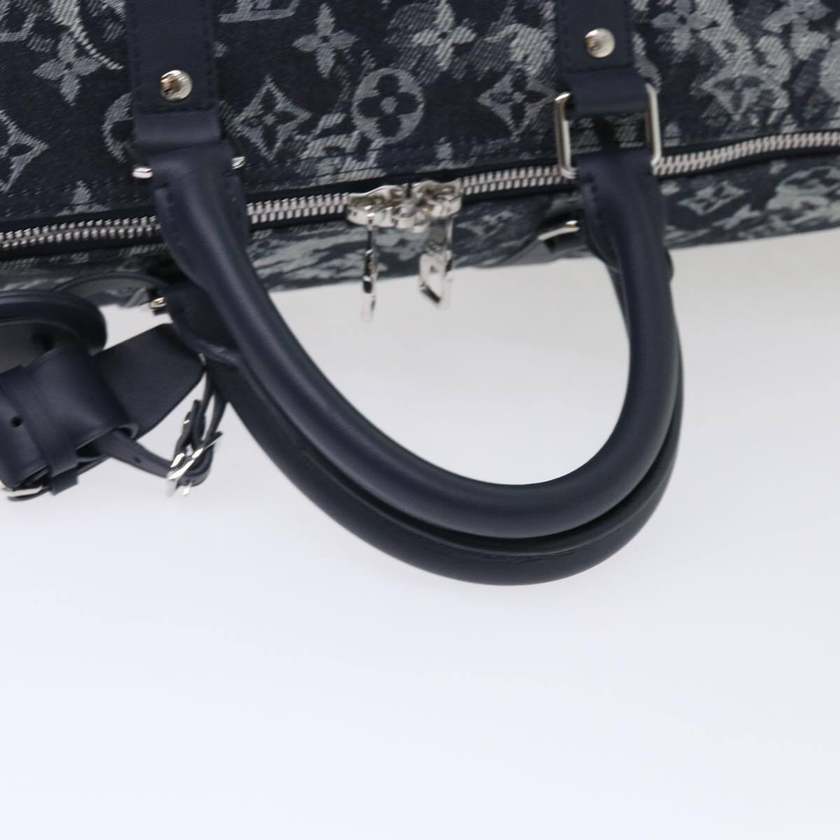 Louis Vuitton Keepall Bandouliere Bag Monogram Tapestry Canvas Navy Canvas Bag (Pre-Owned)