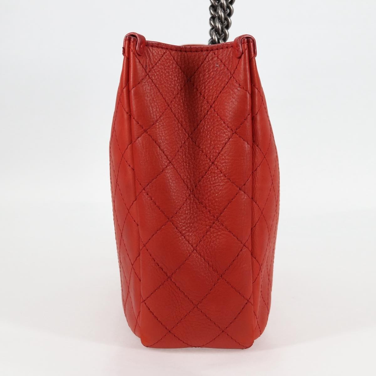 Chanel Shopping Tote Quilted Caviar Orange Leather Shoulder Bag Bag (Pre-Owned)